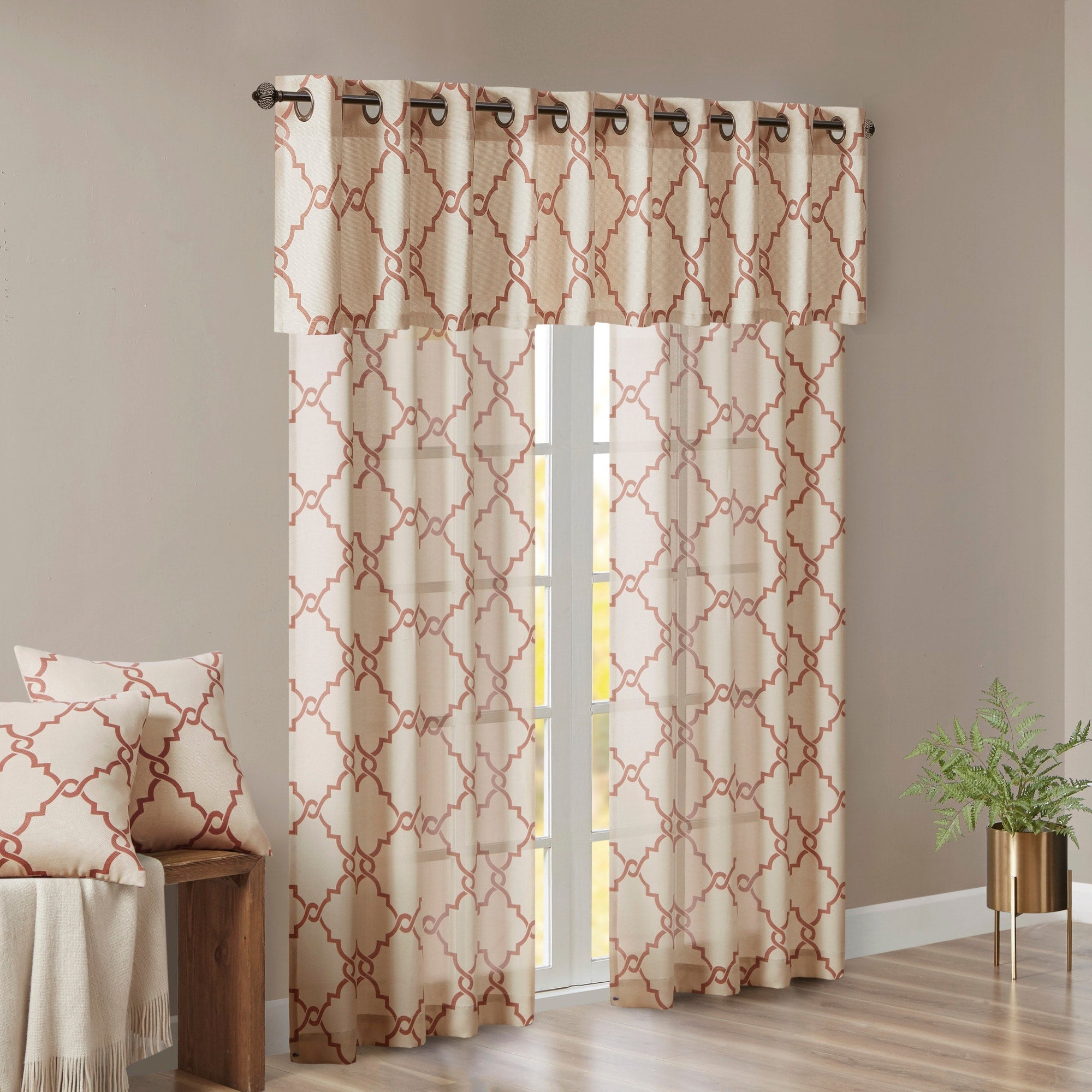 Madison Park Westmont Fretwork Print Grommet Top Window Single Curtain Panel