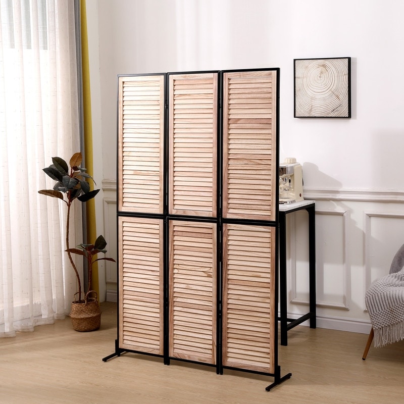 3 Panel Room Dividers and Folding Privacy Screen Natural Wooden Room Partitions