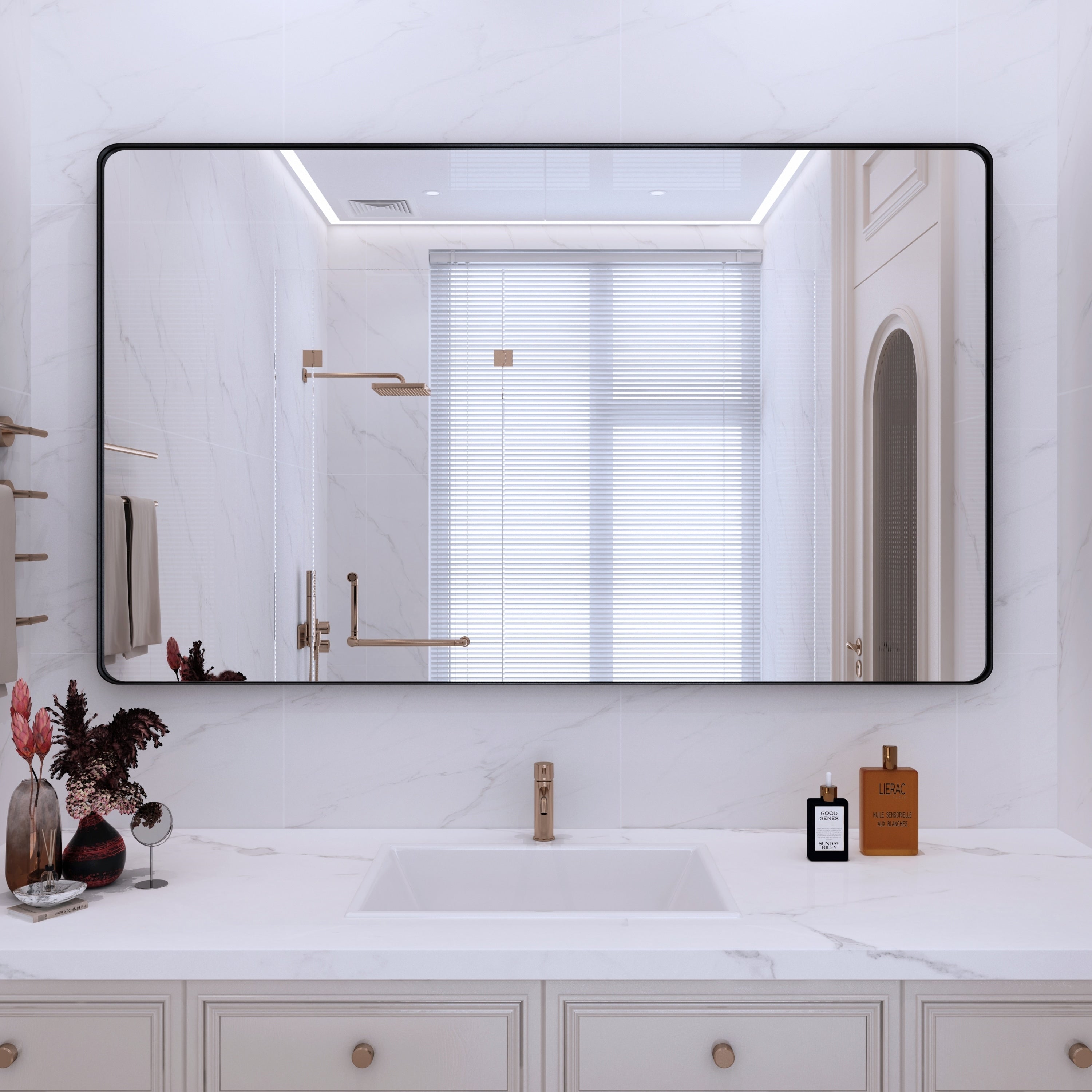 Framed Wall Mounted Bathroom Vanity Mirror