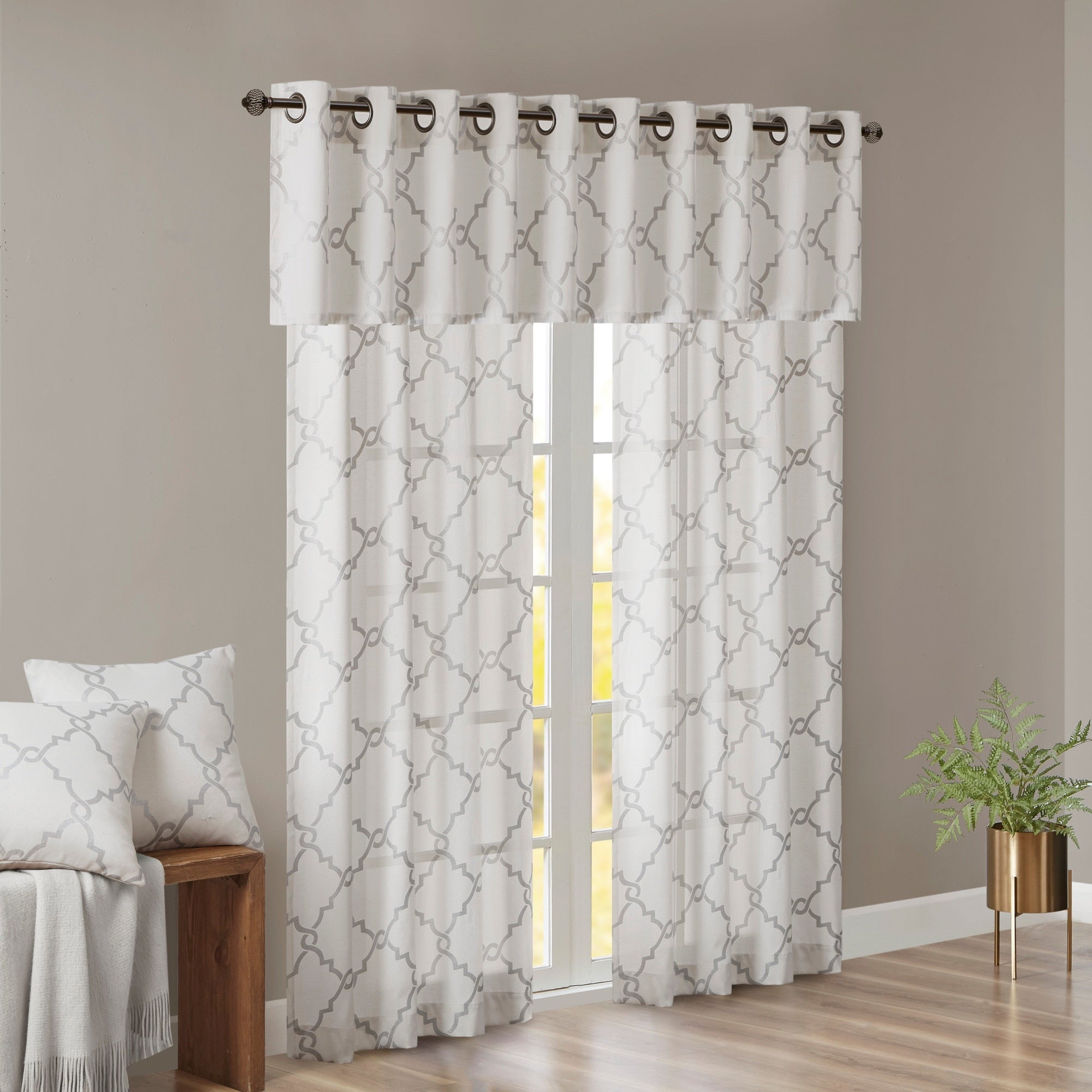 Madison Park Westmont Fretwork Print Grommet Top Window Single Curtain Panel