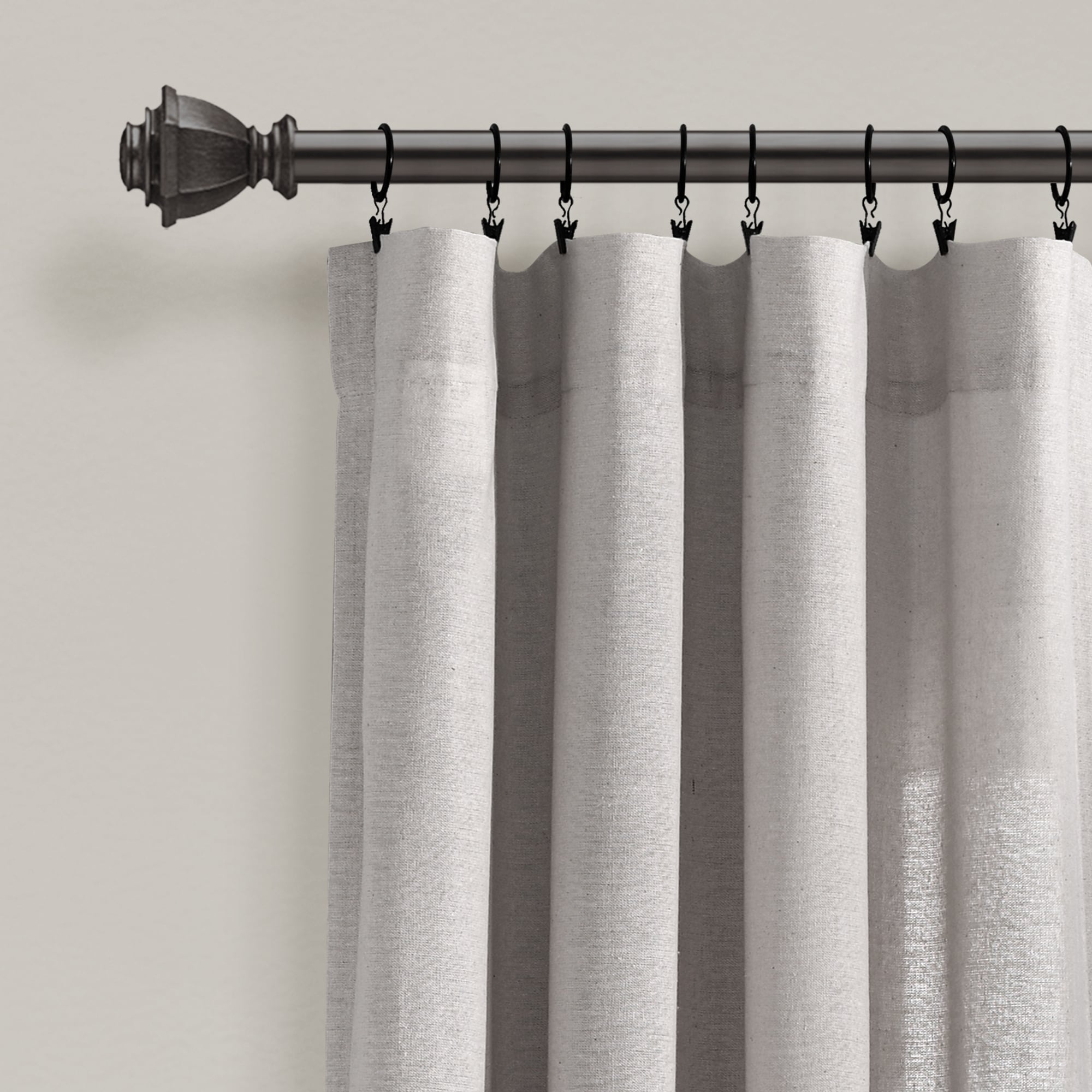 Lush Decor Linen Button Single Panel Window Curtain