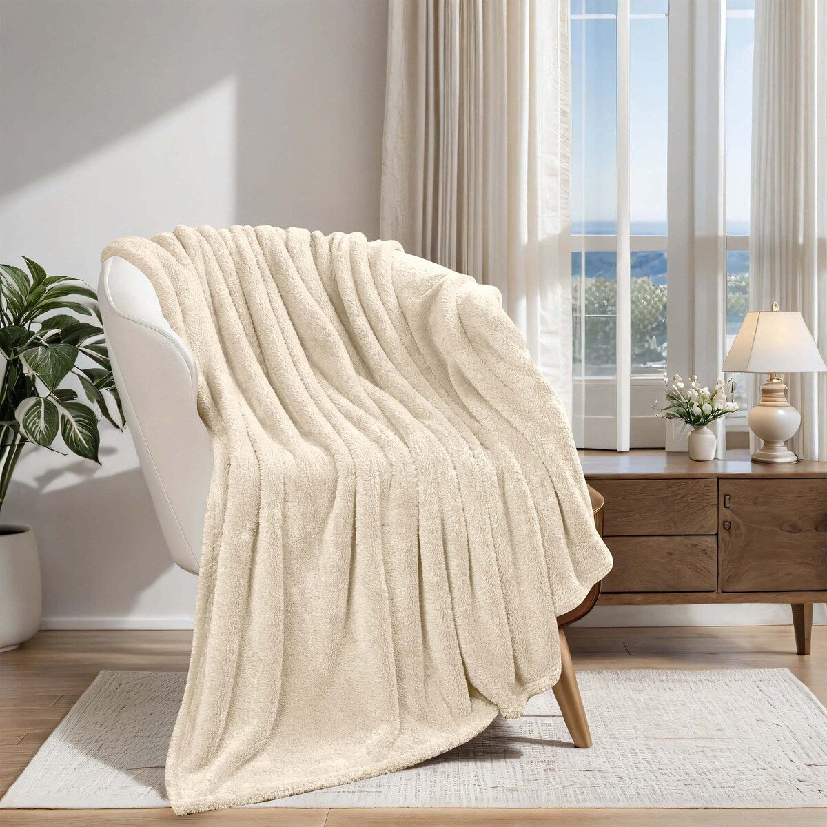 Simply Essential Plush Medium Weight Classic Solid Fleece Blanket