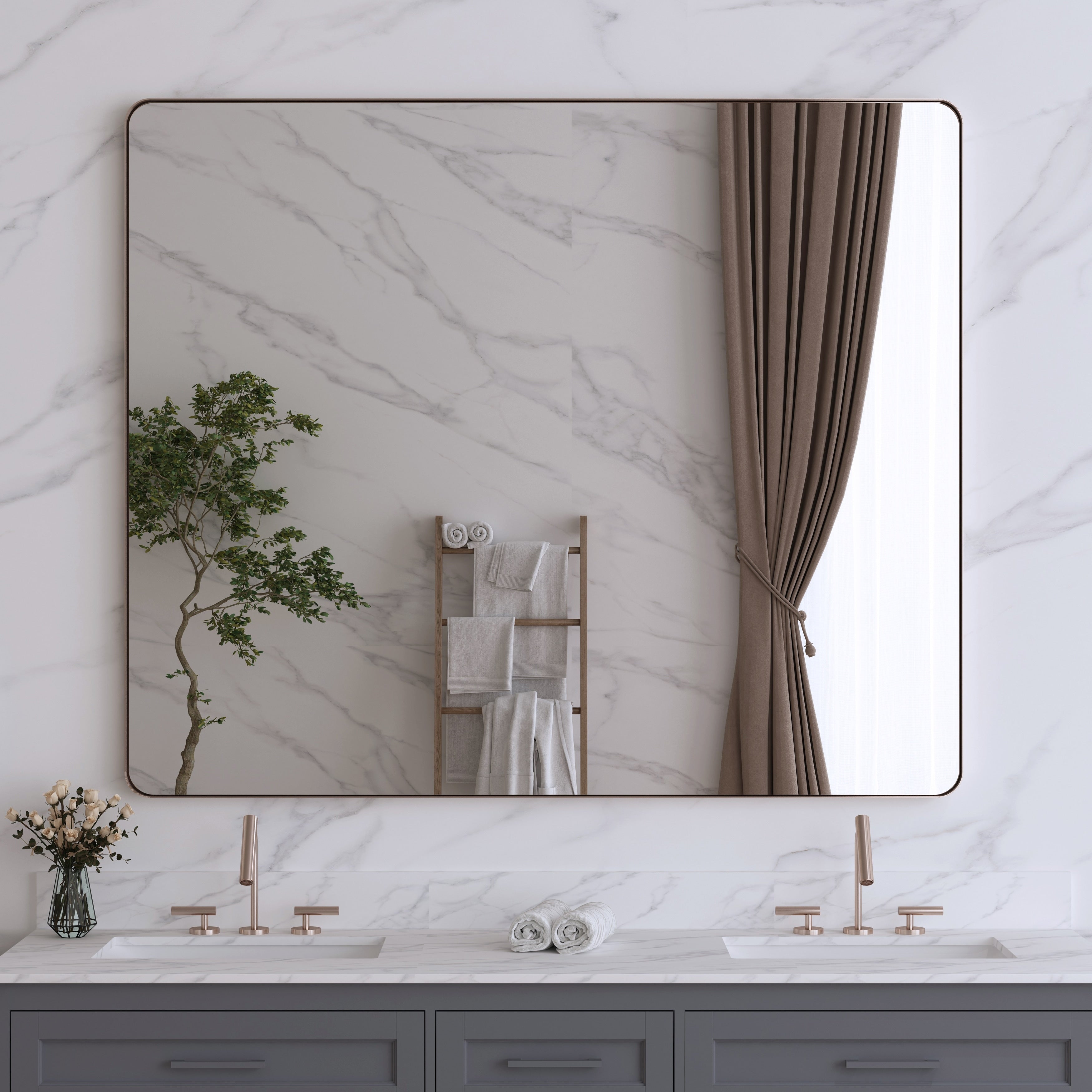 Framed Wall Mounted Bathroom Vanity Mirror