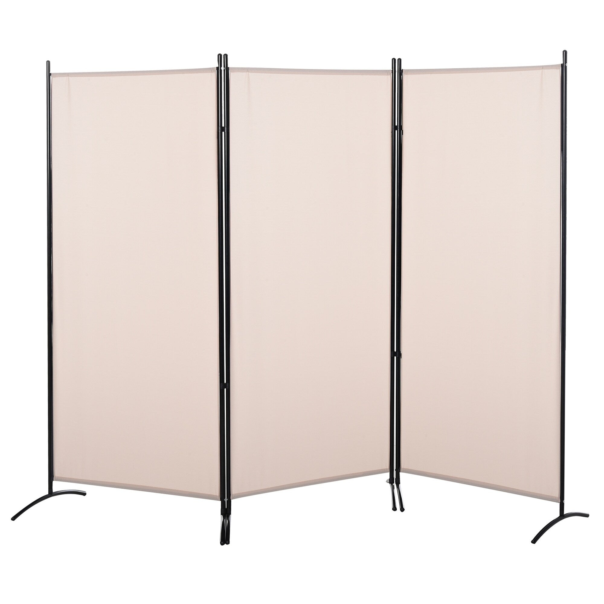 HOMCOM 3-Panel Folding Screen Room Divider Privacy Separator Partition for Indoor Bedroom Office, Outdoor Patio 100 x 72 Beige