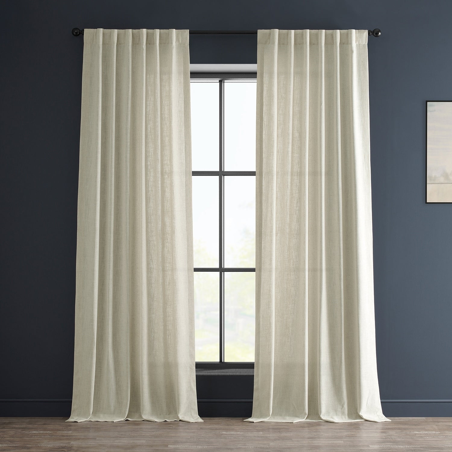 Exclusive Fabrics Heavy Faux Linen Light Filtering Curtains For Bedroom, Living Room (1 Panel)