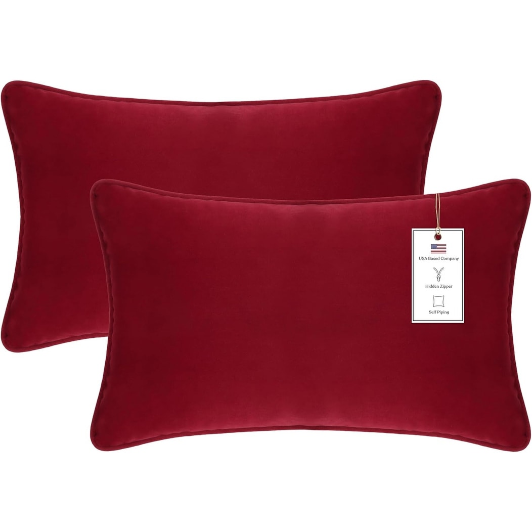 A1HC Set of 2 Luxurious Fine Soft Velvet Throw Pillow Covers Only, For Sofas, Beds, Vibrant Colors and Hidden Zipper