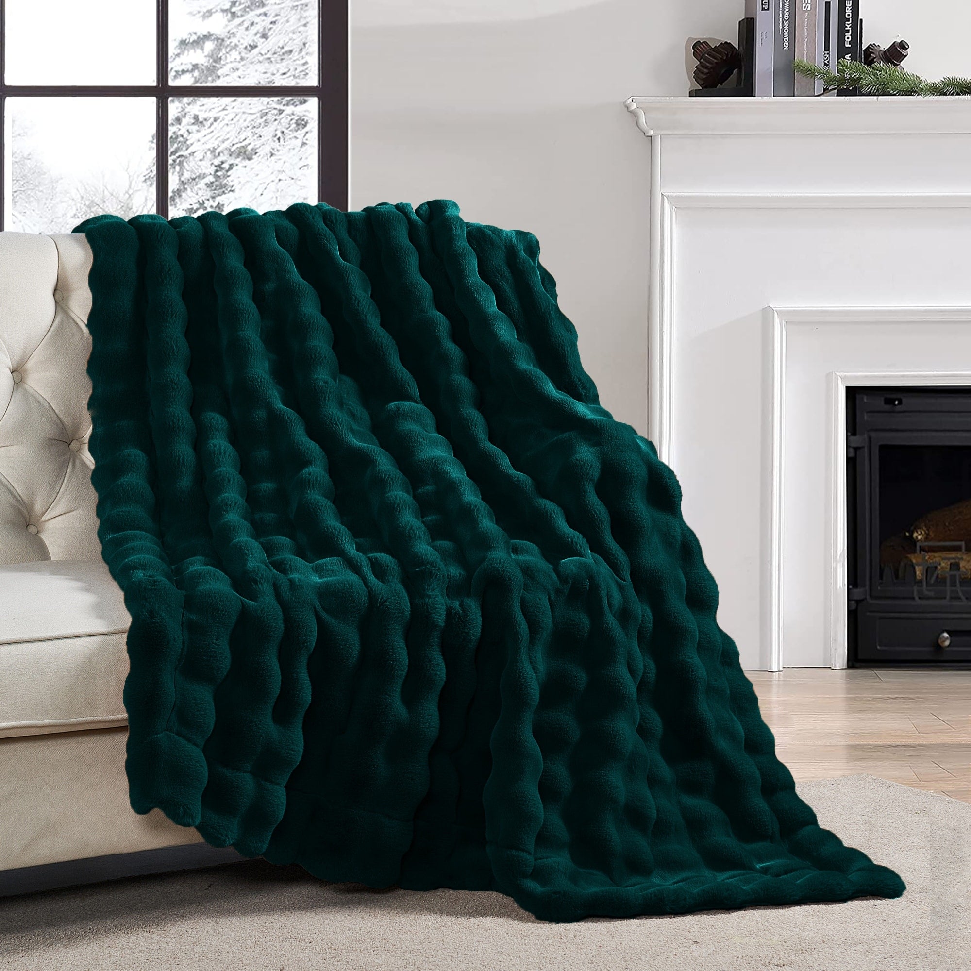 Home Soft Things Bubble Textured FauxFur Throw Cozy Soft Blankets