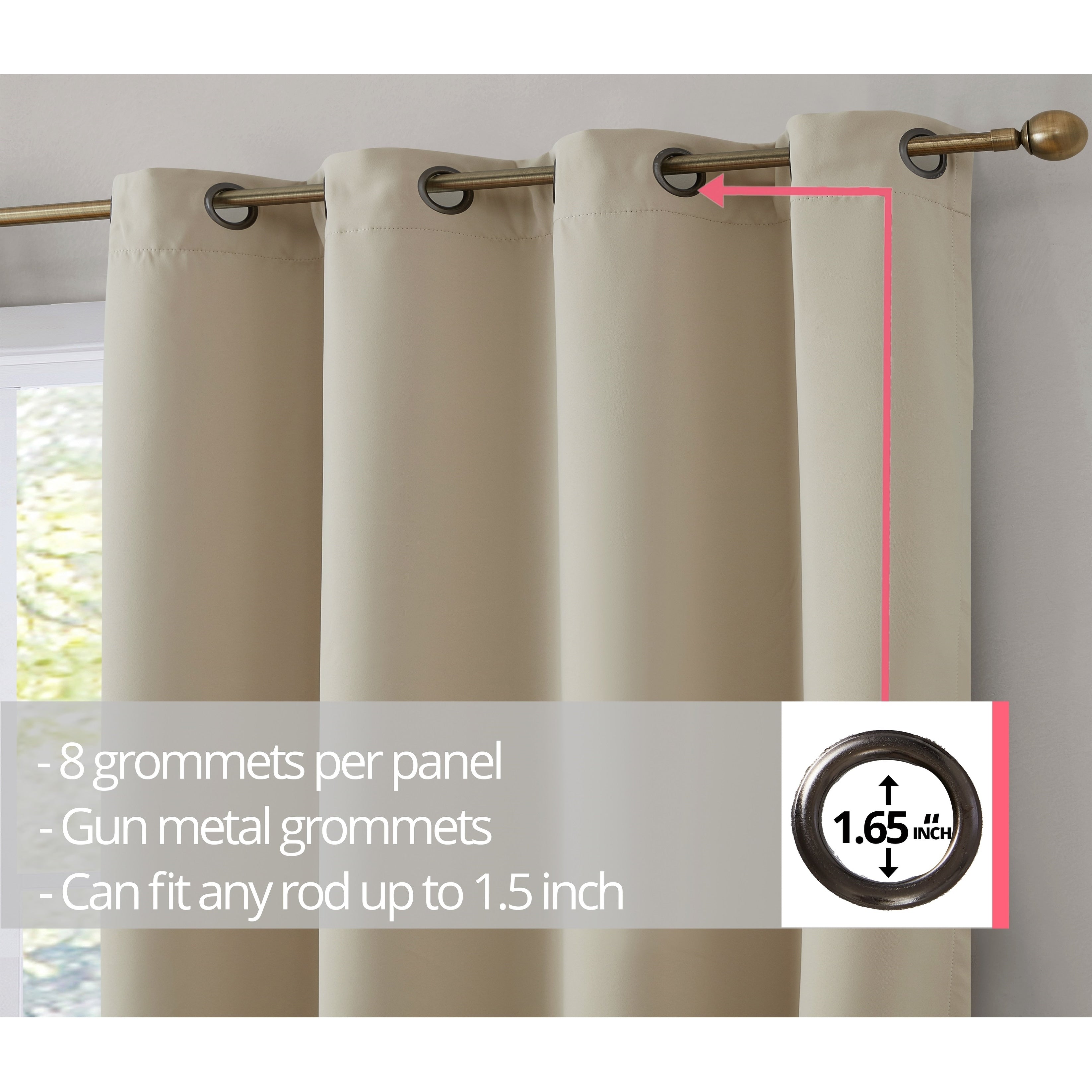 Dakota Complete Blackout Drapery Heavy Thermal Insulated Efficient Window Curtain Grommet Panels, 2 Panels