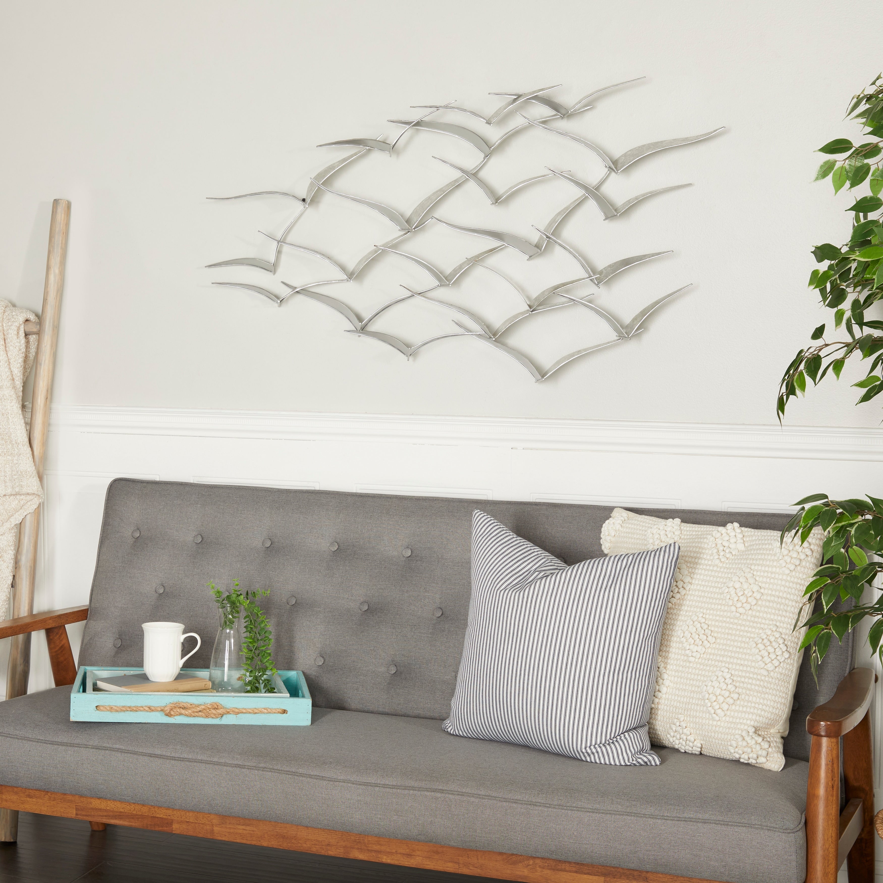 Benzara Metal Flock of Flying Birds Wall Decor, Black