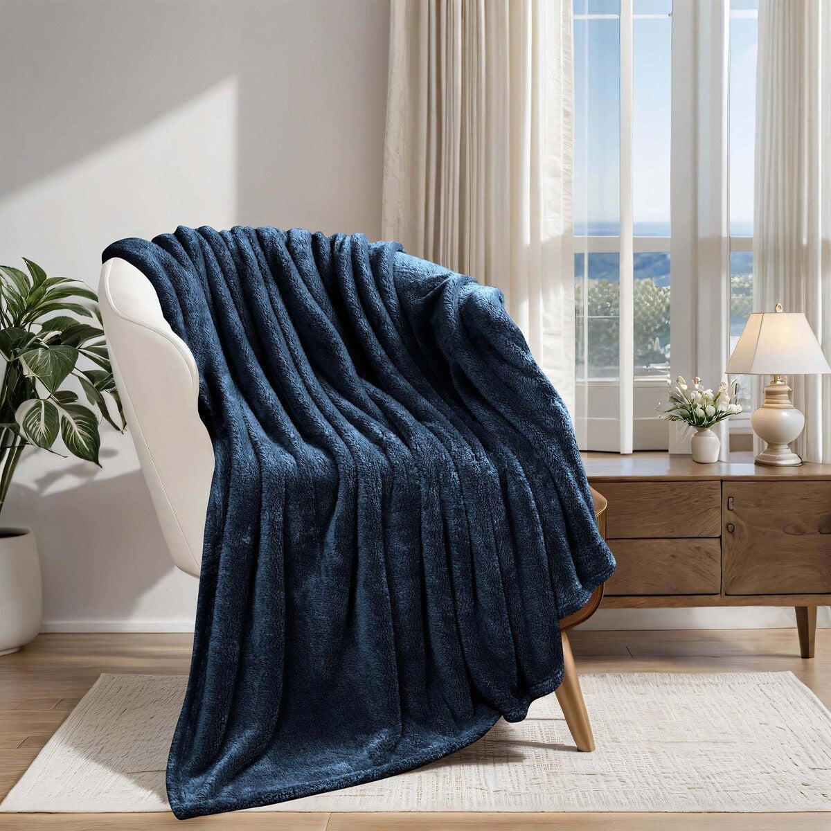 Simply Essential Plush Medium Weight Classic Solid Fleece Blanket