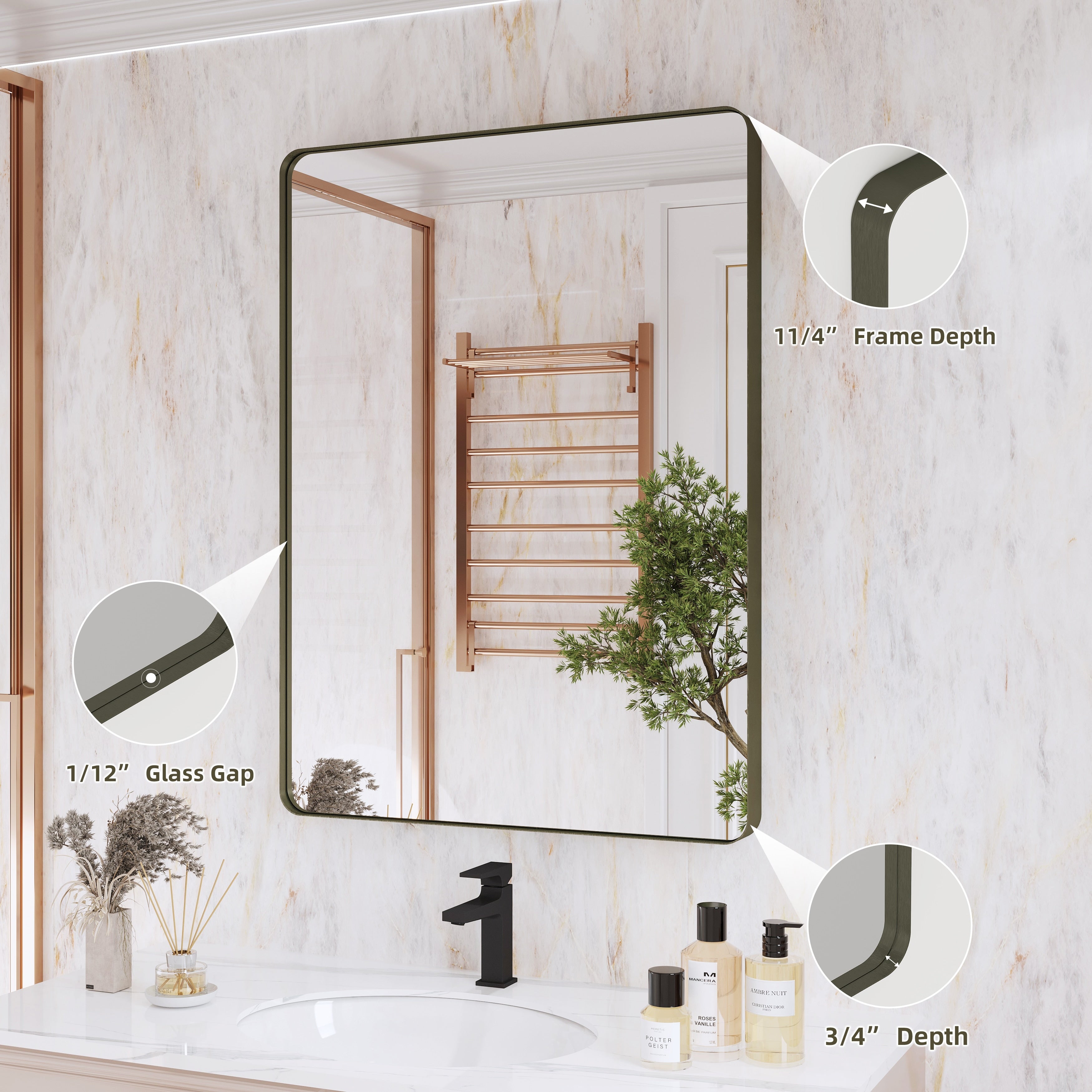 Framed Wall Mounted Bathroom Vanity Mirror