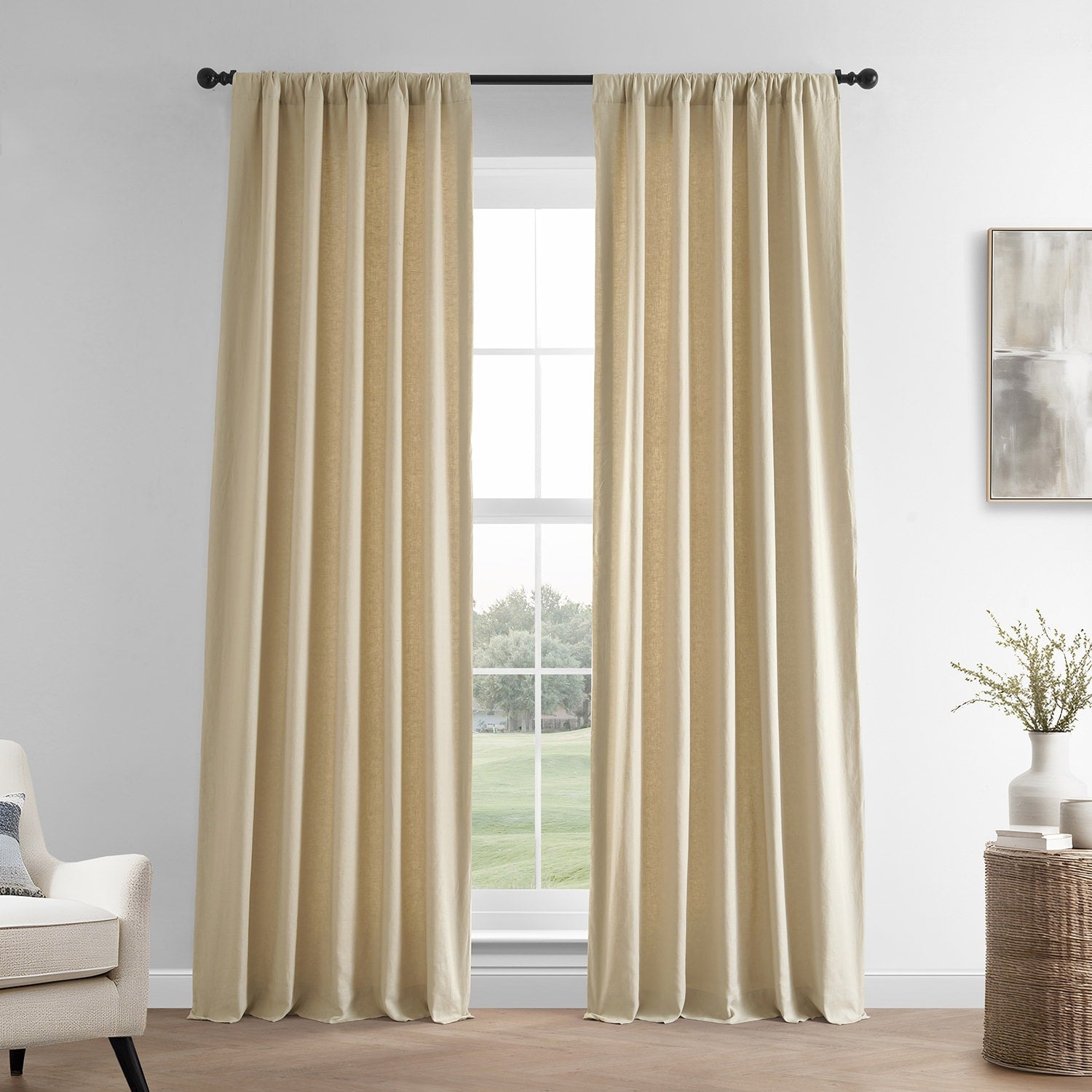 Exclusive Fabrics French Linen Room Darkening Curtains Panel - Elegant luxurious Drapes (1 Panel)