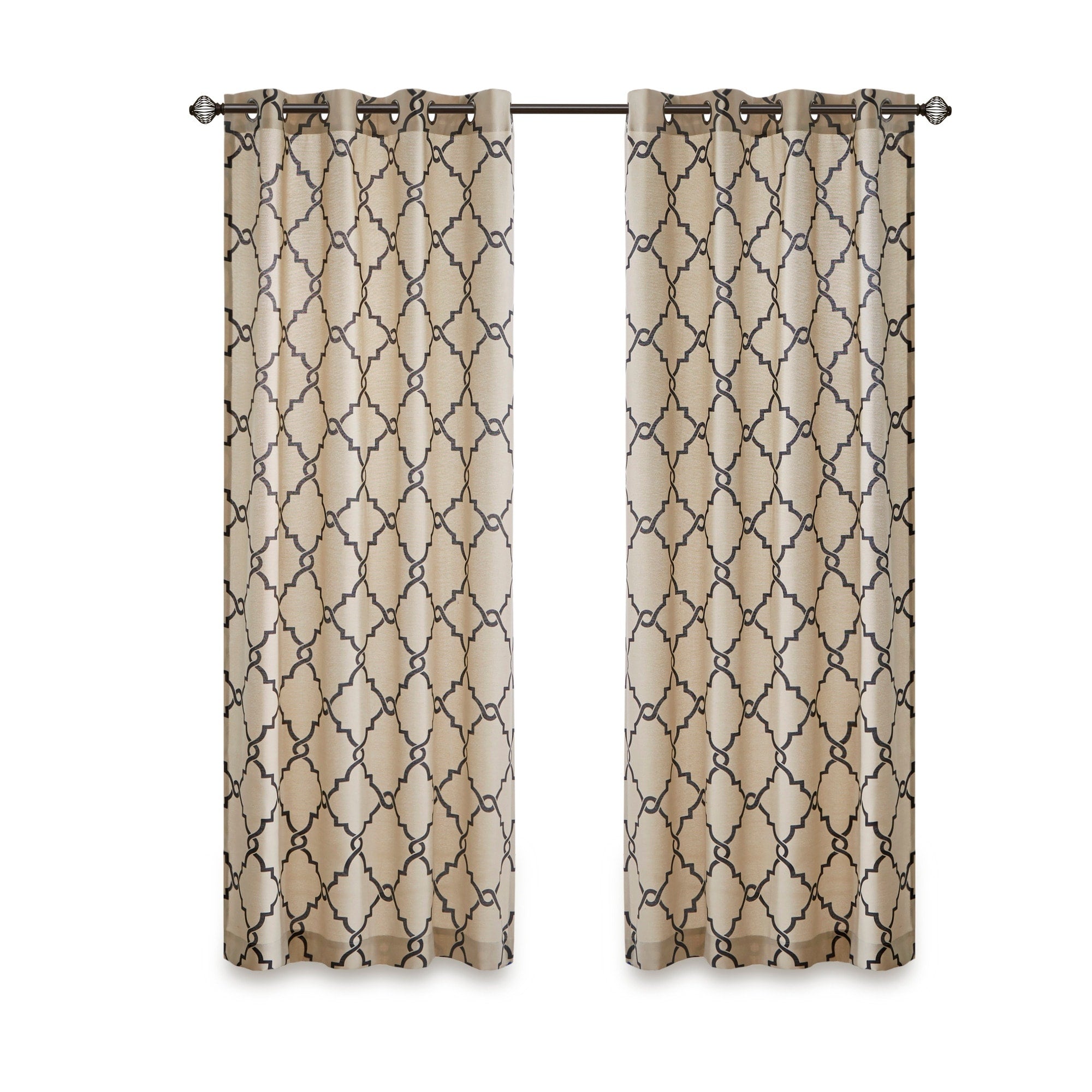 Madison Park Westmont Fretwork Print Grommet Top Window Single Curtain Panel