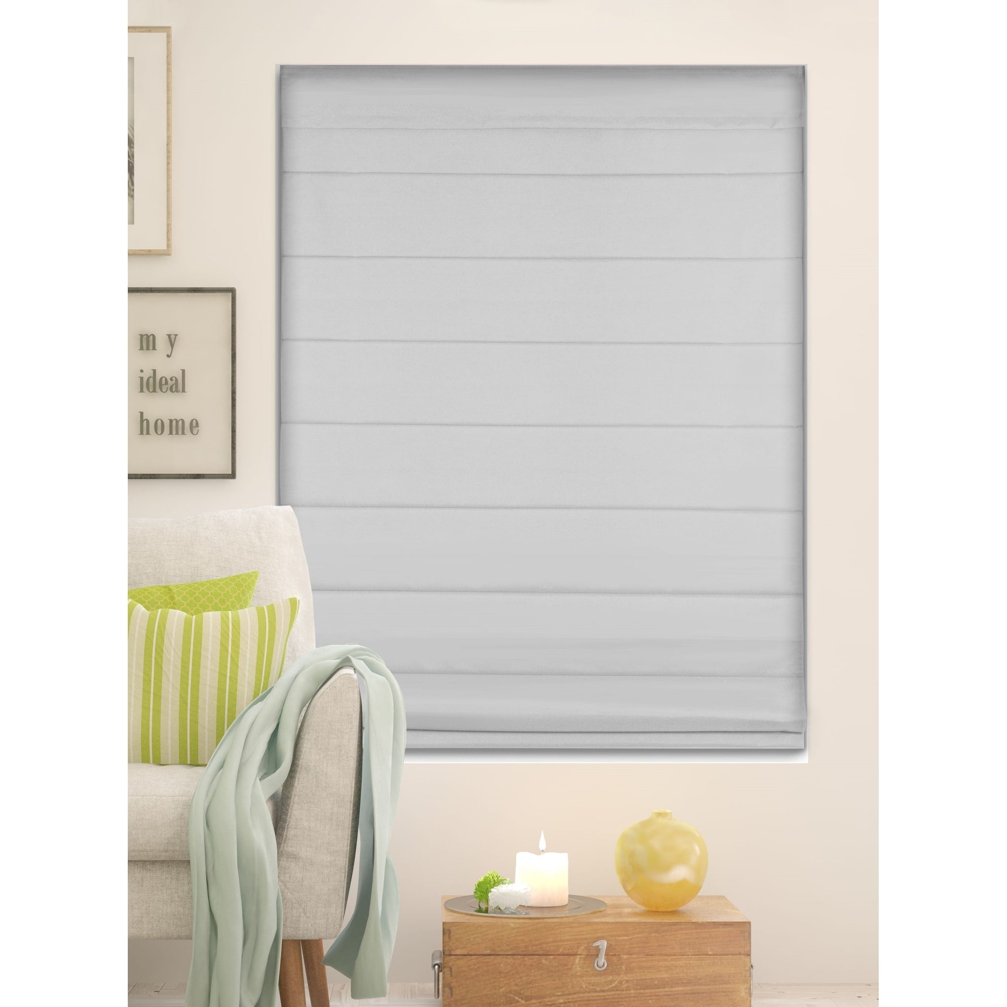 Arlo Blinds Gray Room Darkening Cordless Lift Fabric Roman Shades