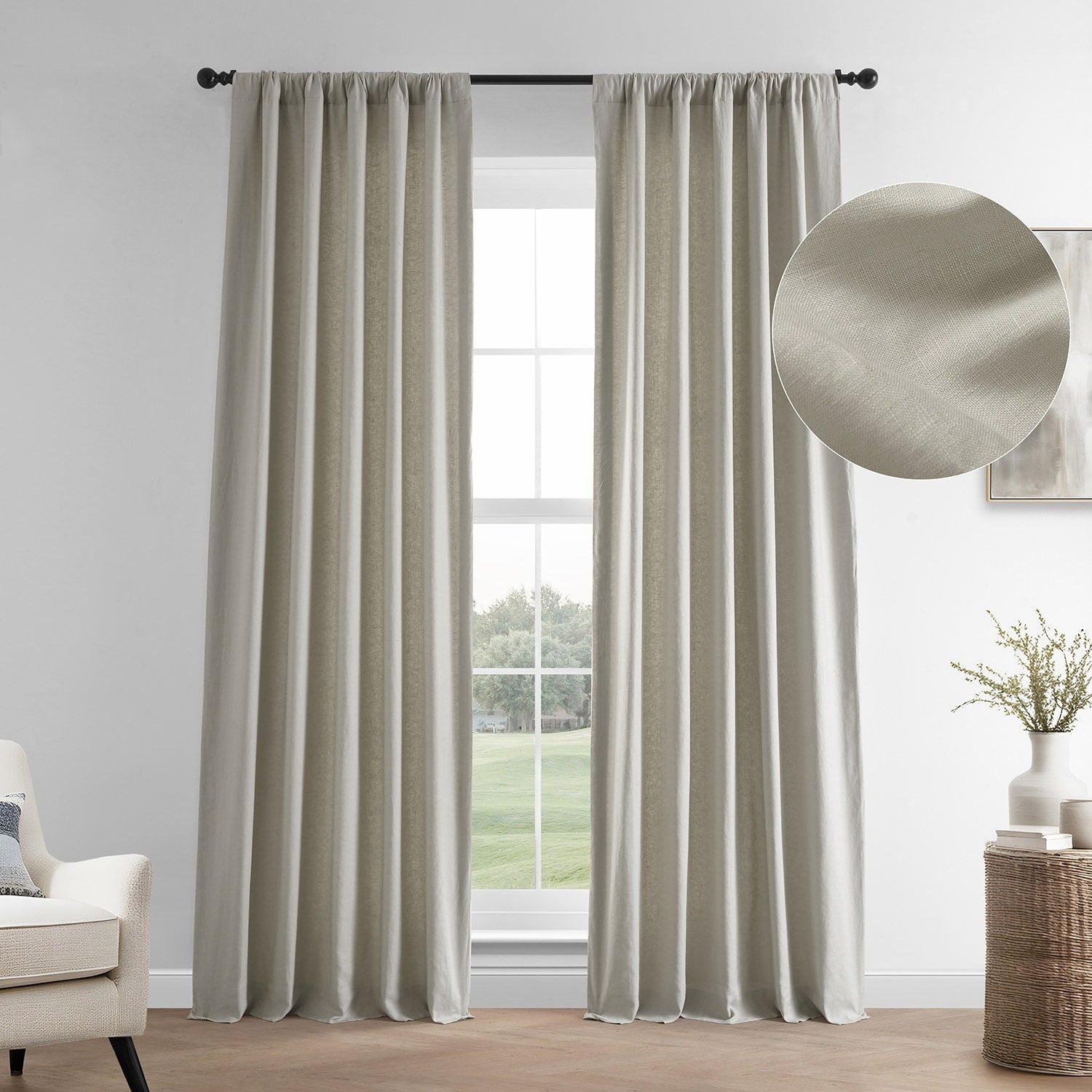 Exclusive Fabrics French Linen Room Darkening Curtains Panel - Elegant luxurious Drapes (1 Panel)