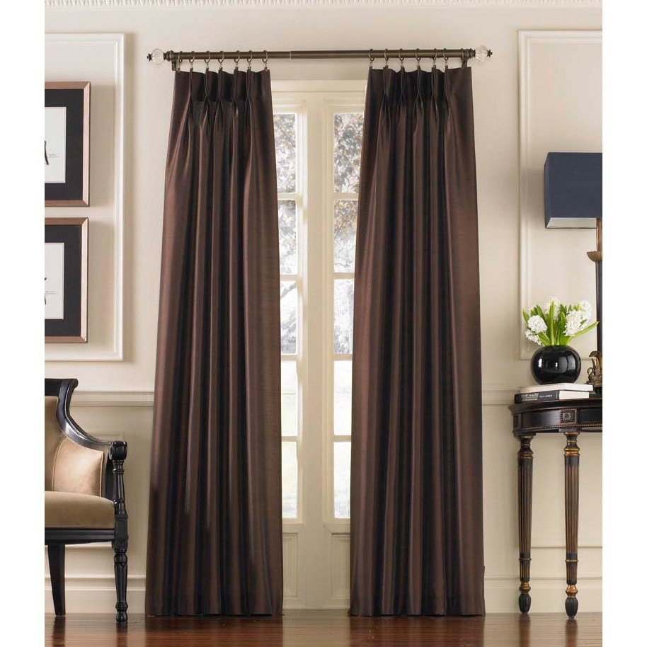 Marquee Faux Silk Pinch-pleat Solid Single Curtain Panel