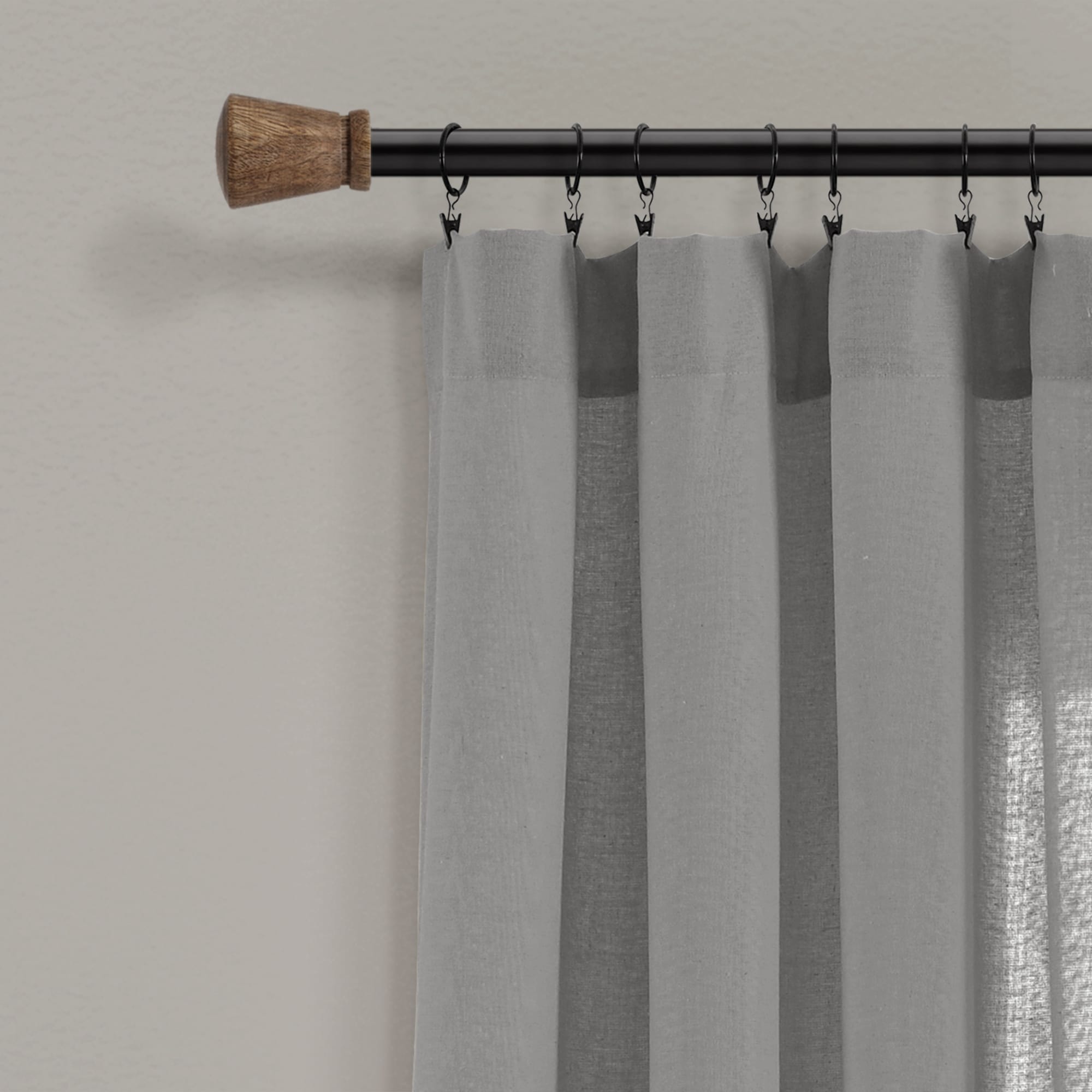 Lush Decor Linen Button Single Panel Window Curtain