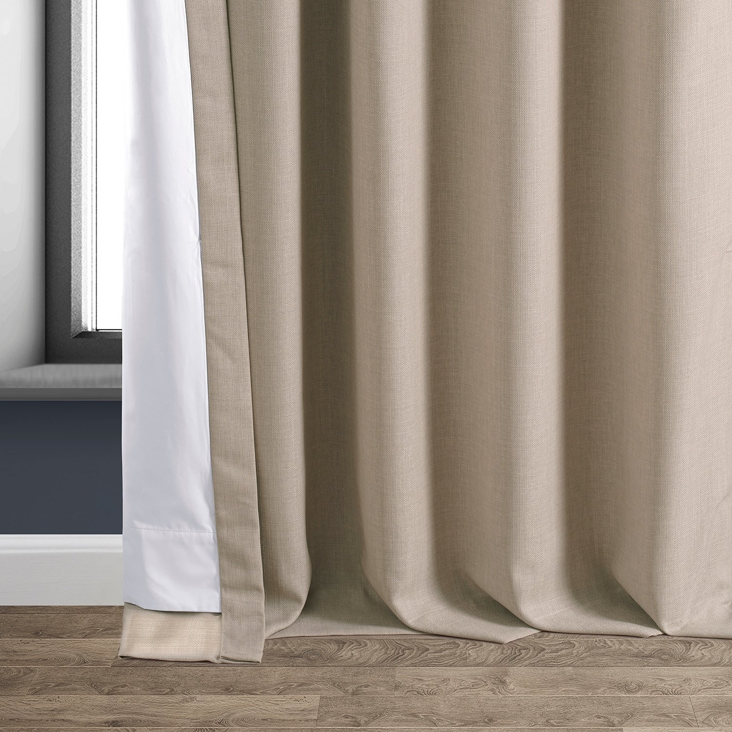 Exclusive Fabrics Faux Linen 100% Blackout Curtains Heat and Light Blocking - (1 Panel)