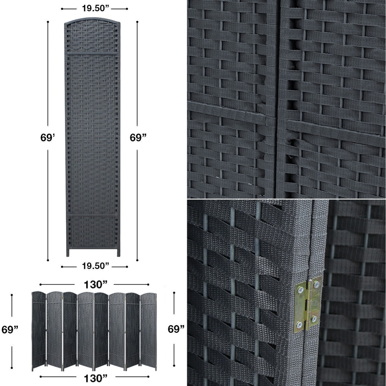 Room Divider Folding Privacy Screen Tall Partition Foldable Wall Panel