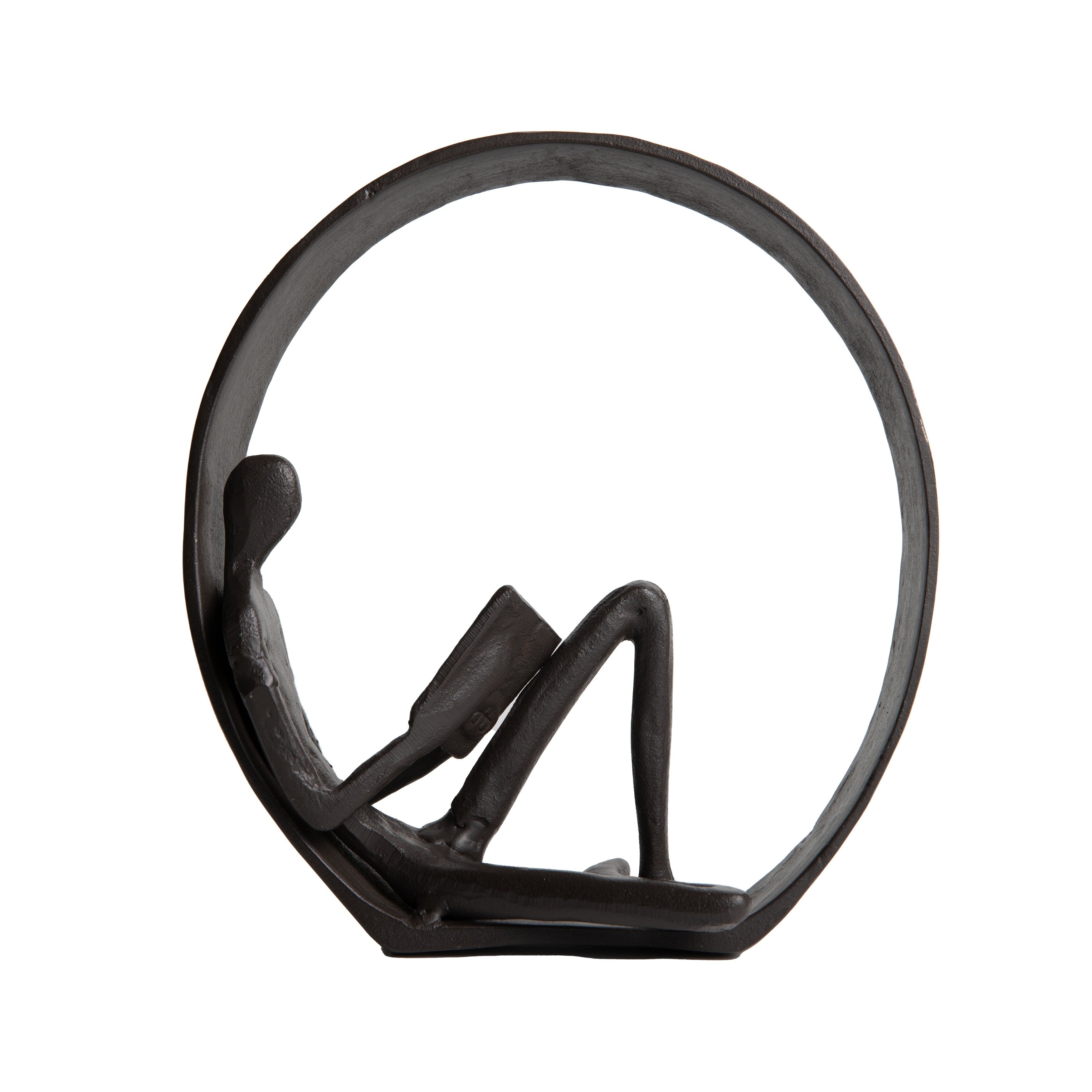 Danya B. Contemporary Encircled Reader Cast Iron Sculpture Statue - Male, Female, or Dual Bookend Options