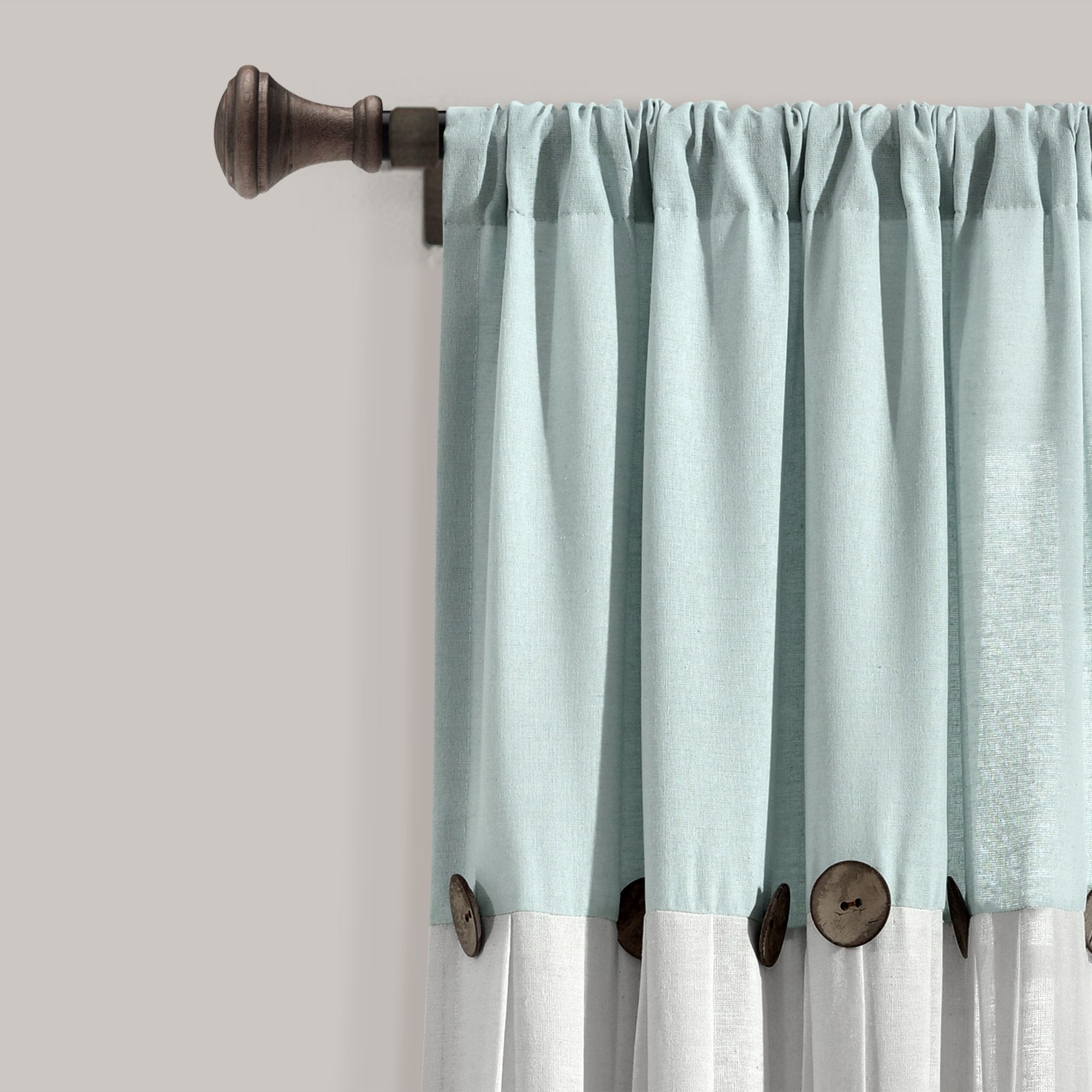 Lush Decor Linen Button Single Panel Window Curtain