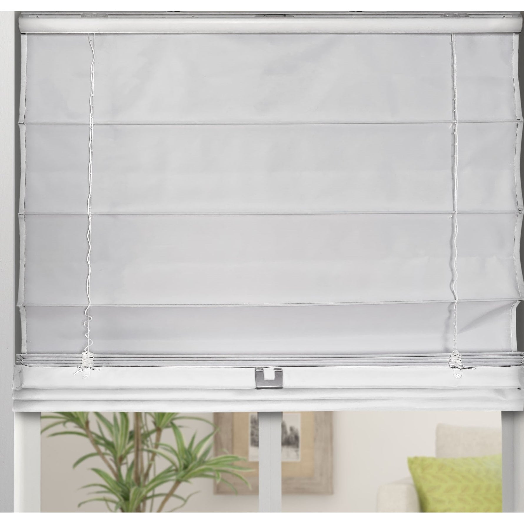 Arlo Blinds White Room Darkening Cordless Lift Fabric Roman Shades