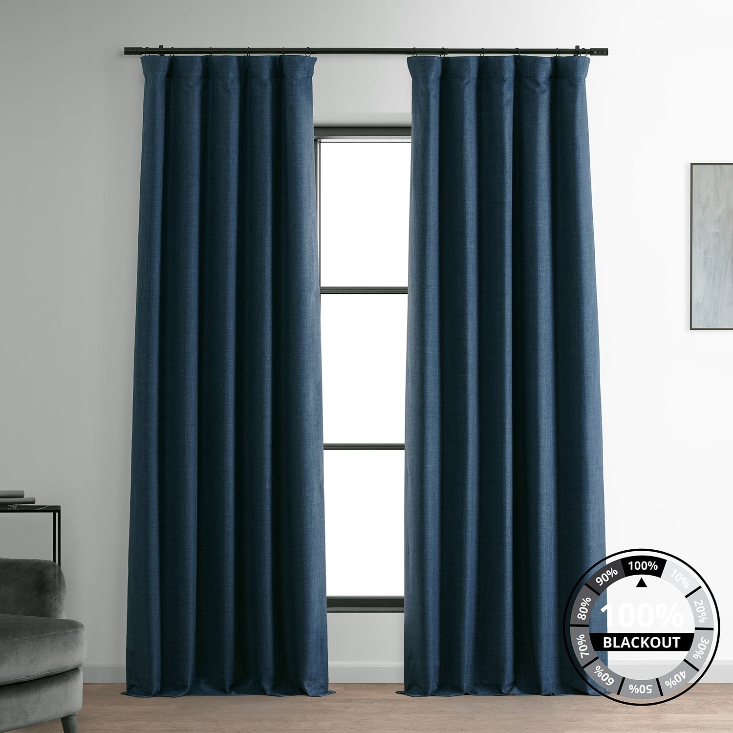 Exclusive Fabrics Faux Linen 100% Blackout Curtains Heat and Light Blocking - (1 Panel)