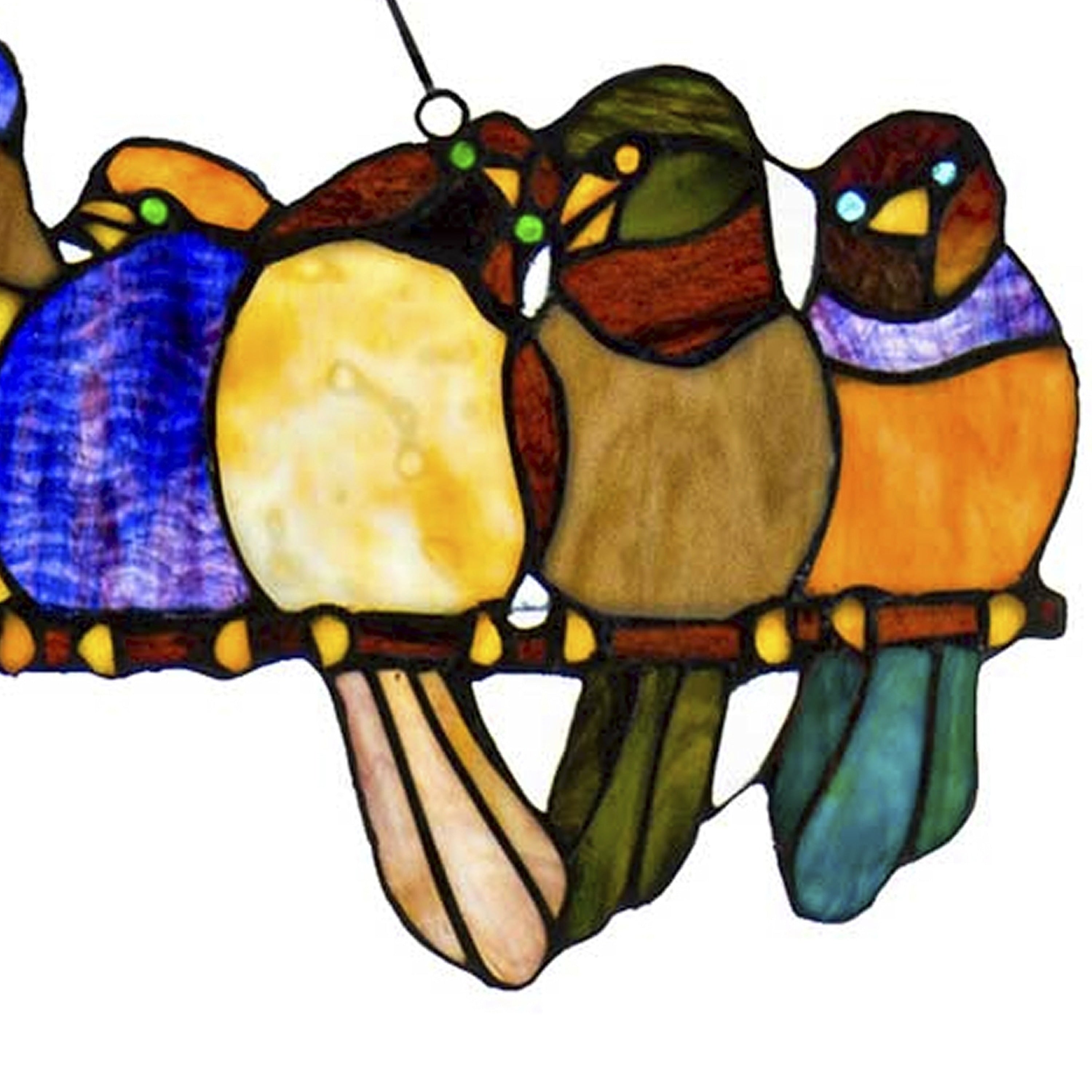 River of Goods Stained Glass 'Birds on Wire' 9.25-in. Window Panel - 24.25L x 0.25W x 9.5H