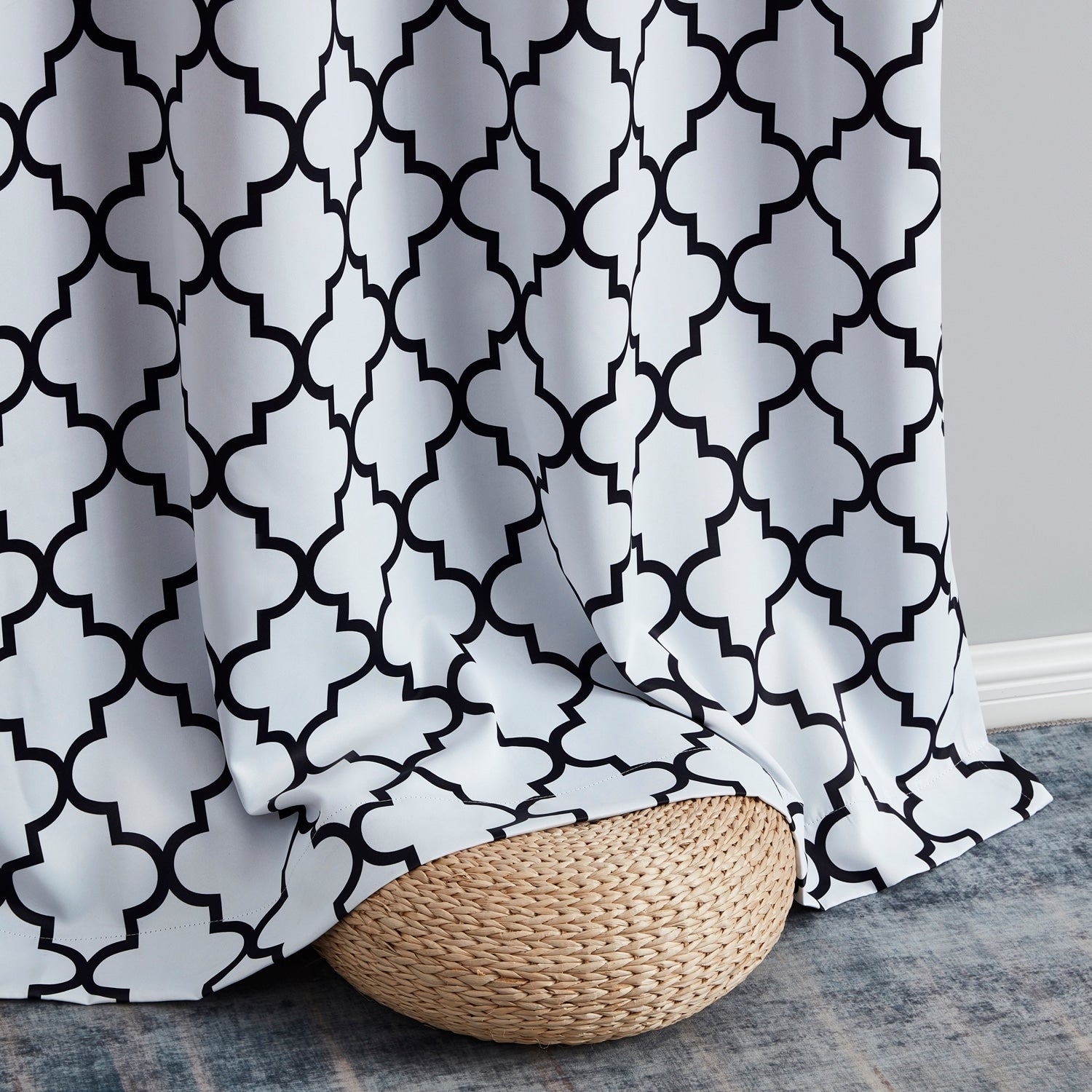 HLC.me Lattice Geometric Blackout Thermal Privacy Room Darkening Grommet Window Drapes Curtain Panels - Set of 2