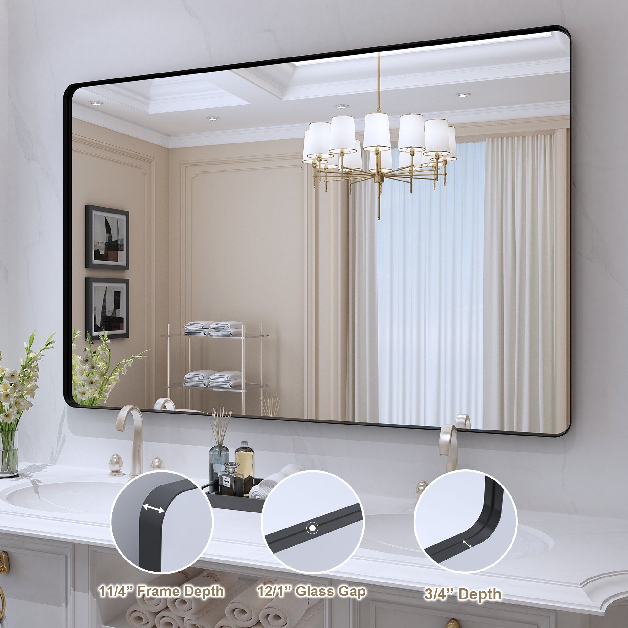 Framed Wall Mounted Bathroom Vanity Mirror