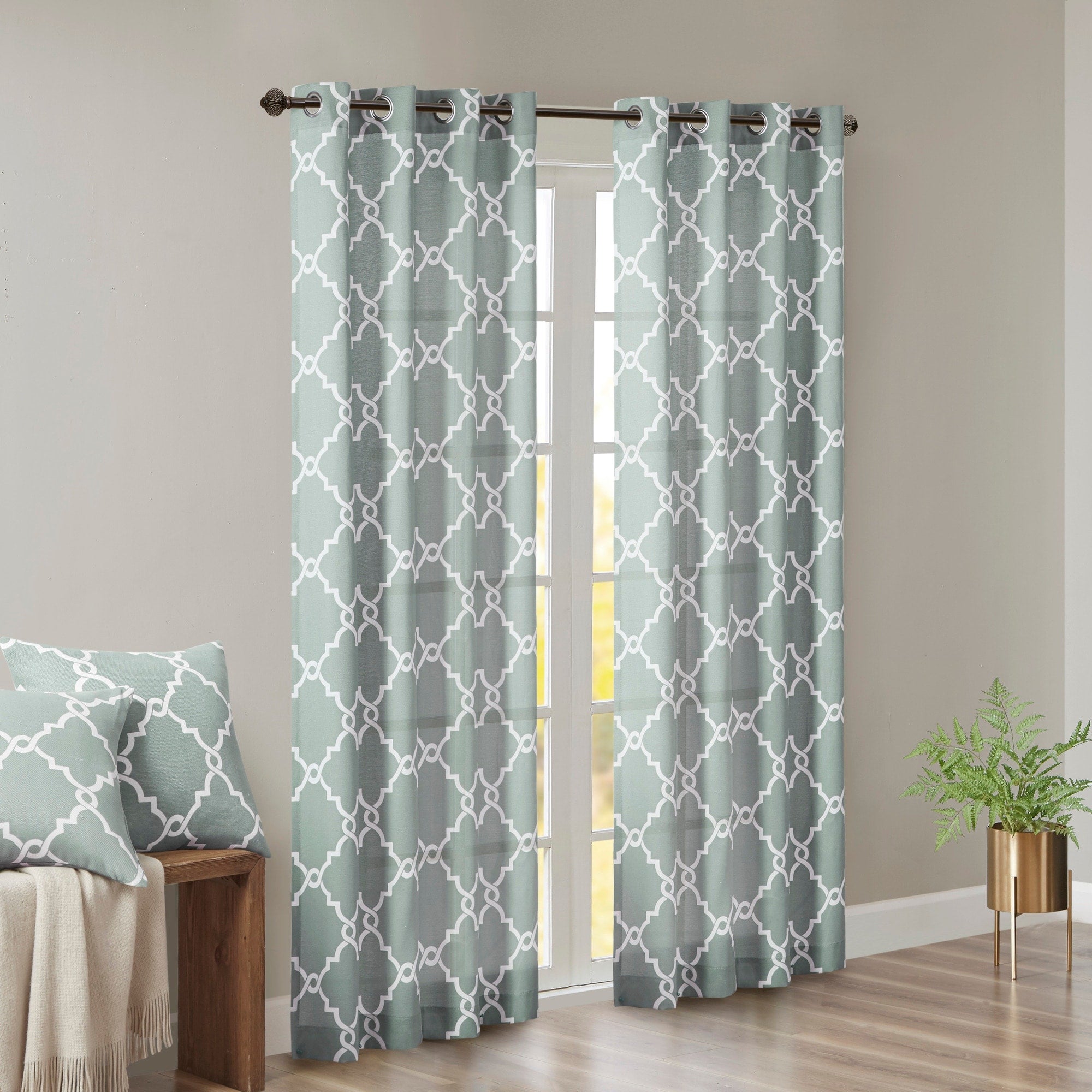 Madison Park Westmont Fretwork Print Grommet Top Window Single Curtain Panel