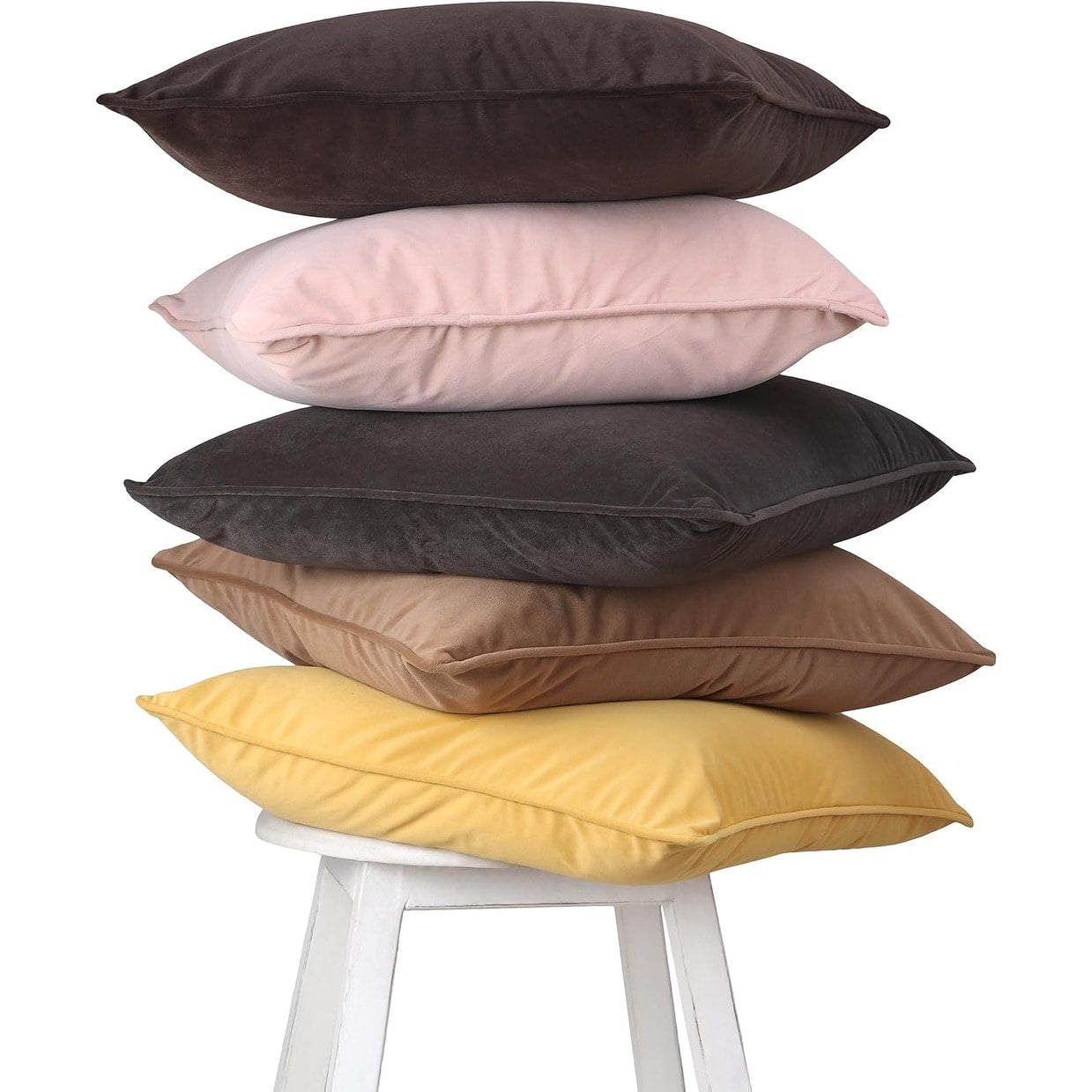 A1HC Set of 2 Luxurious Fine Soft Velvet Throw Pillow Covers Only, For Sofas, Beds, Vibrant Colors and Hidden Zipper