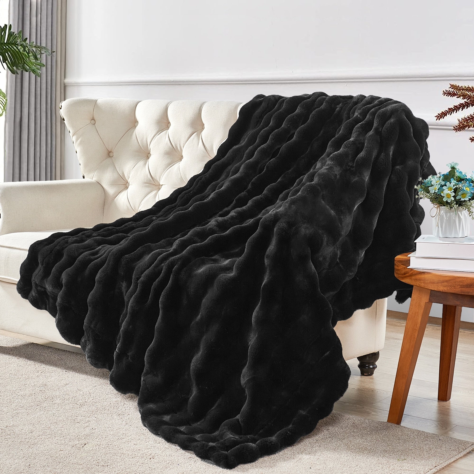 Home Soft Things Bubble Textured FauxFur Throw Cozy Soft Blankets