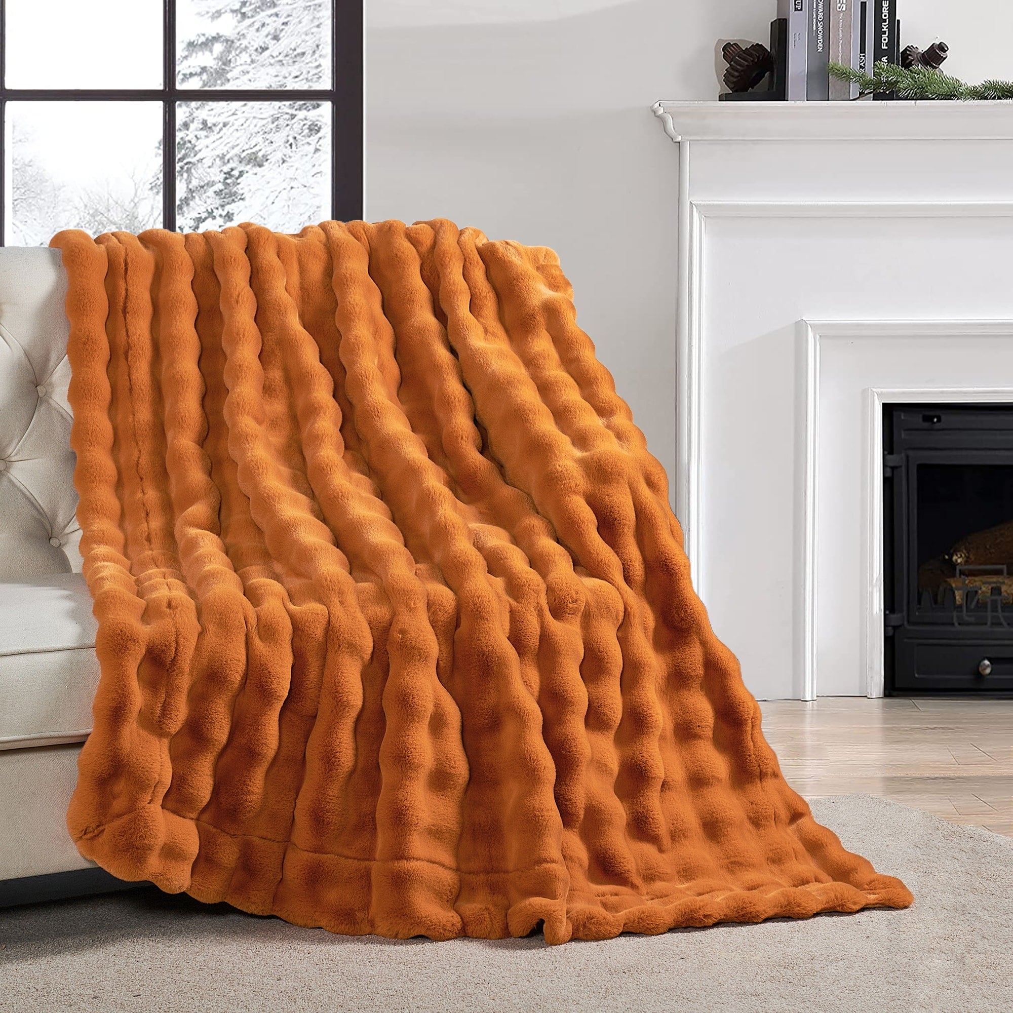 Home Soft Things Bubble Textured FauxFur Throw Cozy Soft Blankets