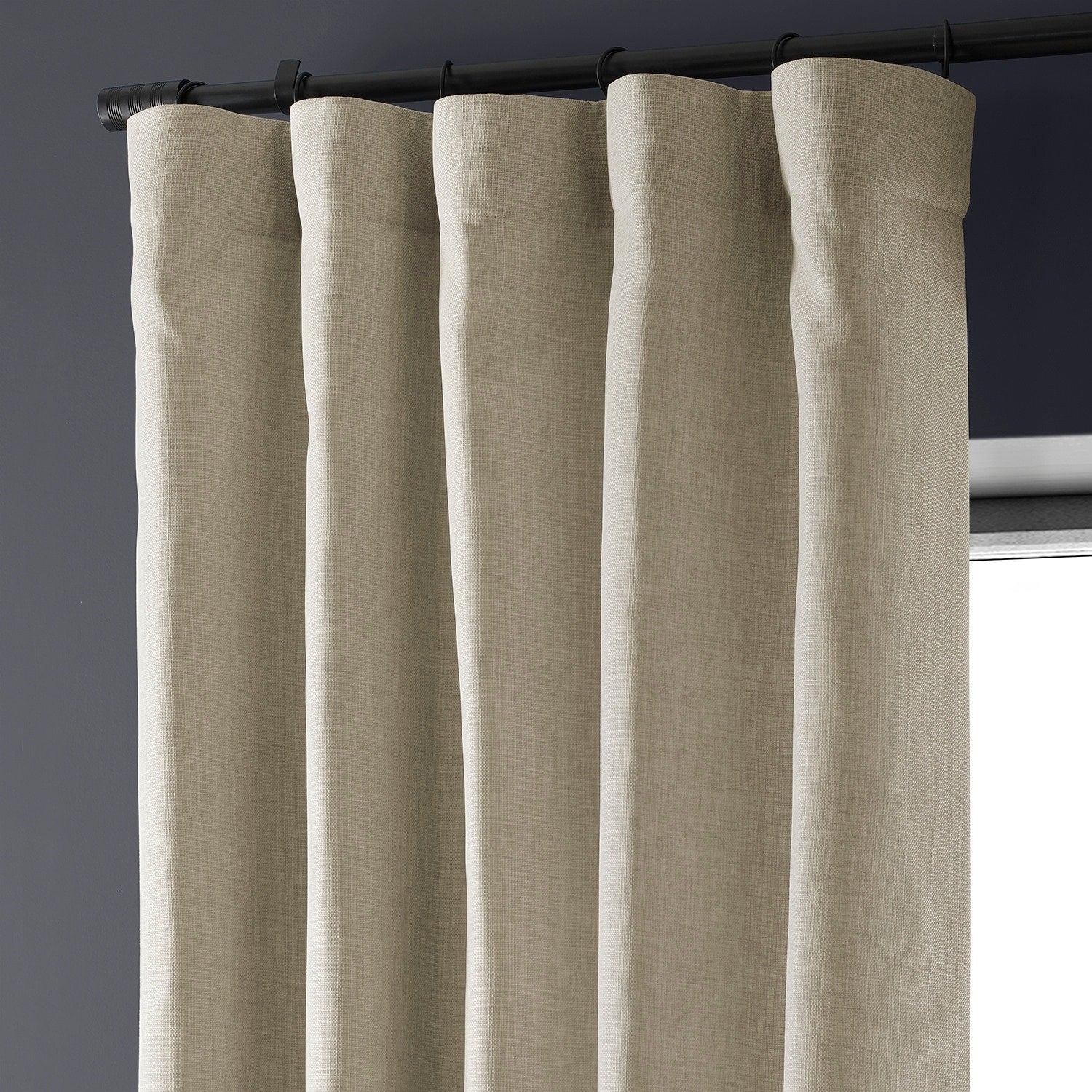 Exclusive Fabrics Italian Faux Linen Room Darkening Curtains for Bedroom & Living Room Curtains - Single Panel Window Curtains