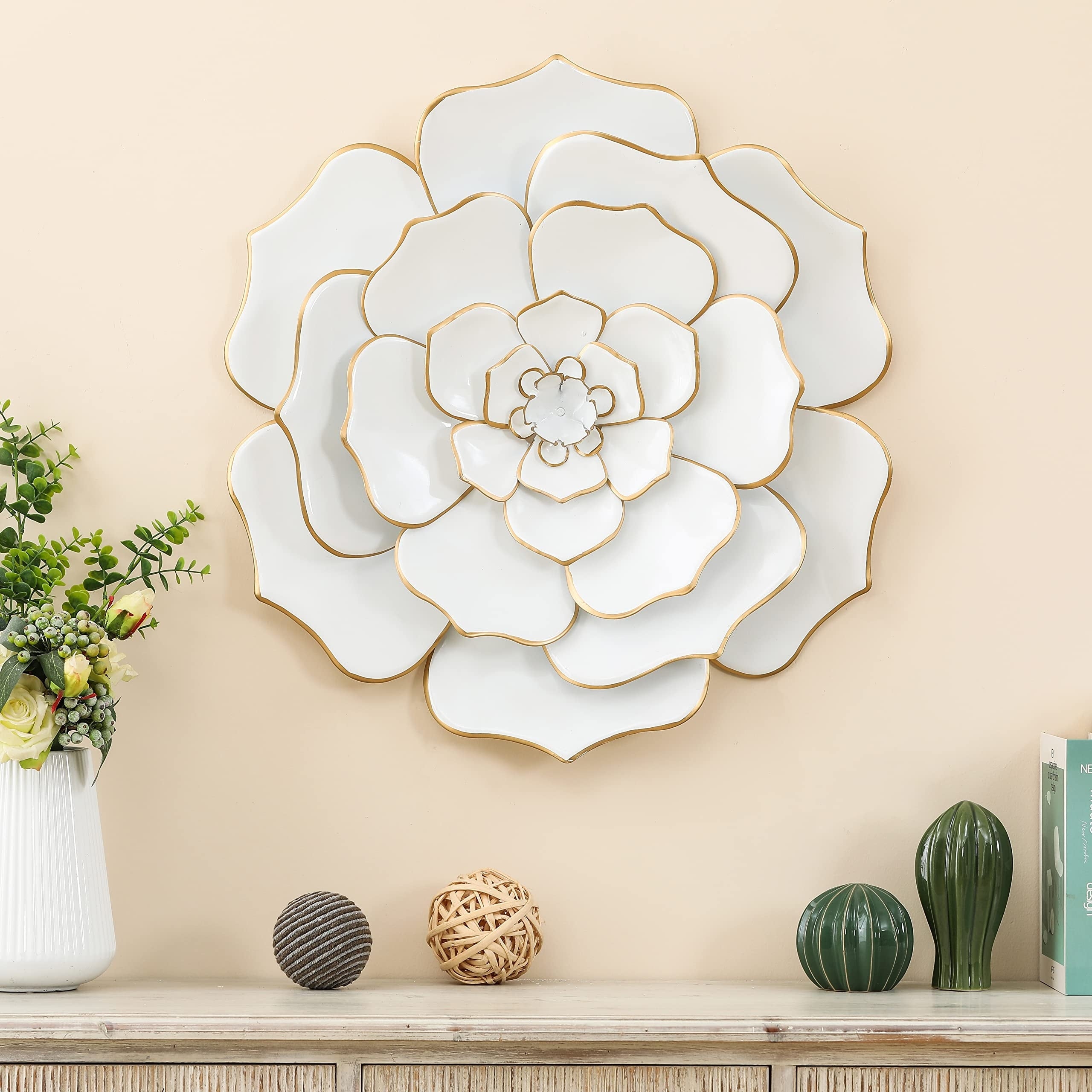 Carson Carrington Mjugg White Metal Flower Wall Art