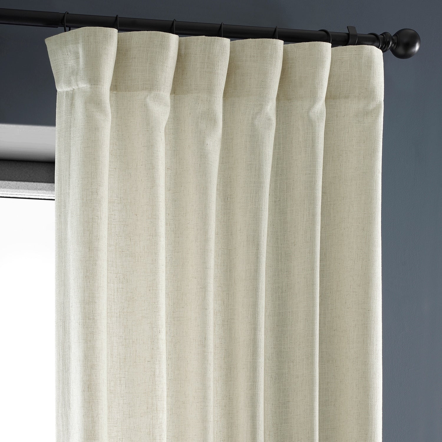 Exclusive Fabrics Heavy Faux Linen Light Filtering Curtains For Bedroom, Living Room (1 Panel)