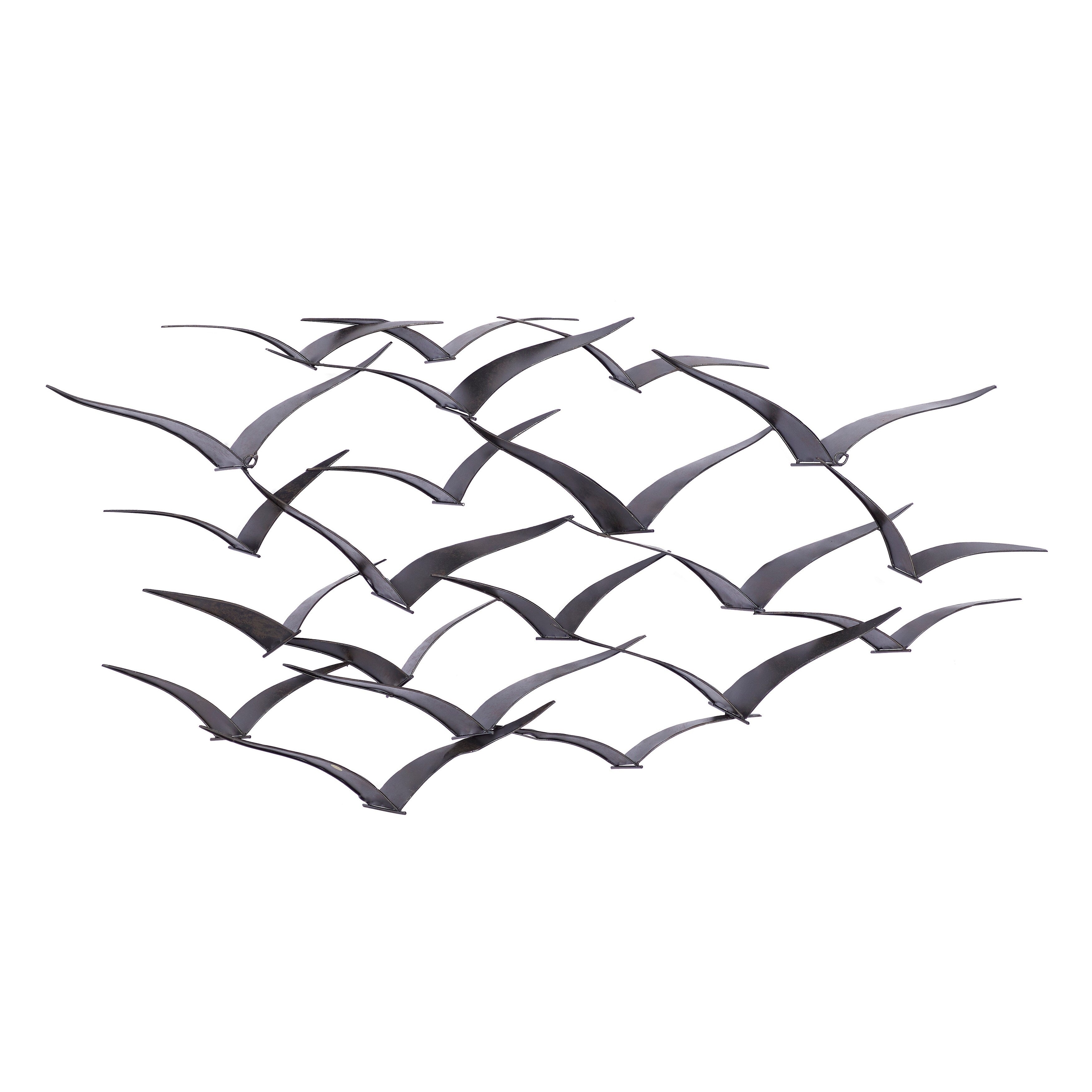 Benzara Metal Flock of Flying Birds Wall Decor, Black