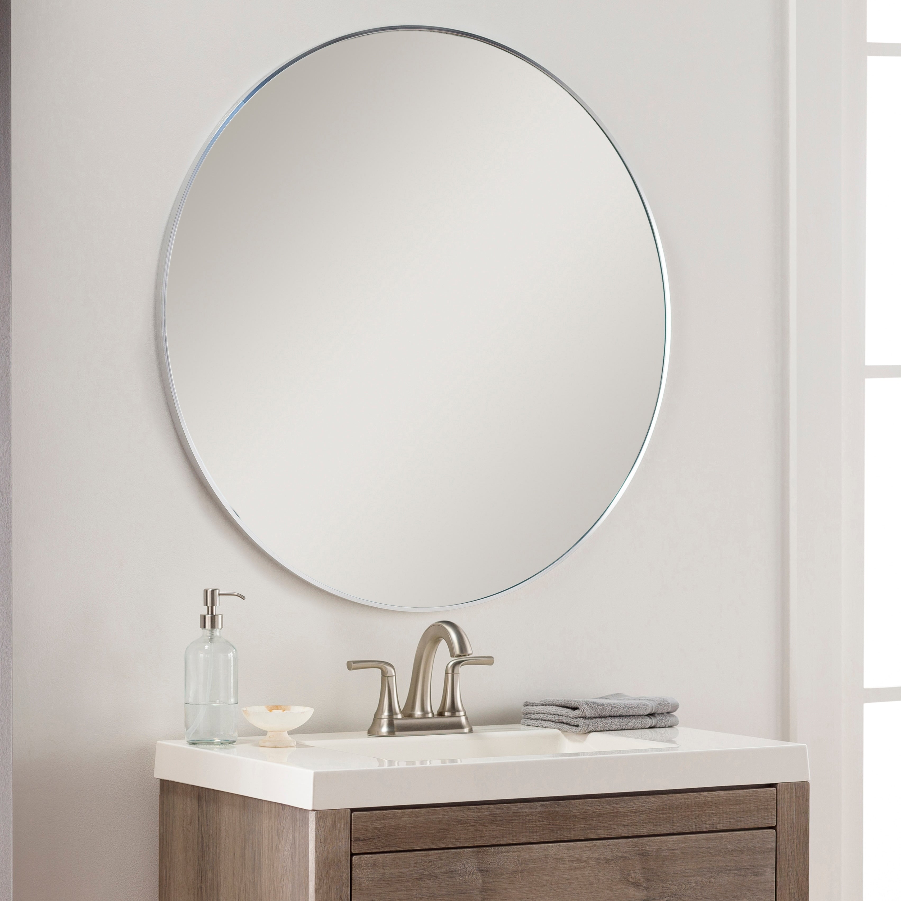 Livabliss Aranya Modern Aluminum Round Circle Accent Mirror