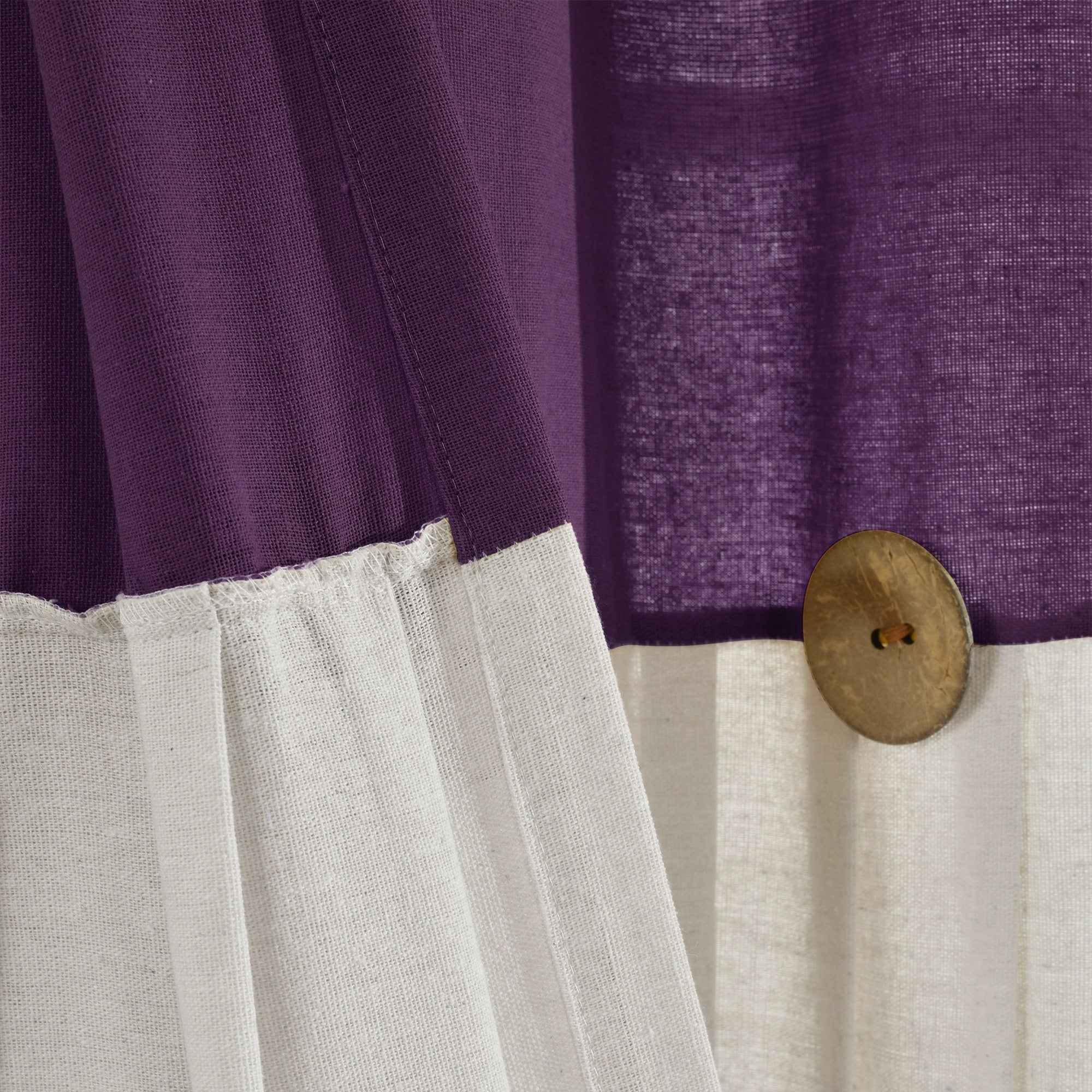 Lush Decor Linen Button Single Panel Window Curtain