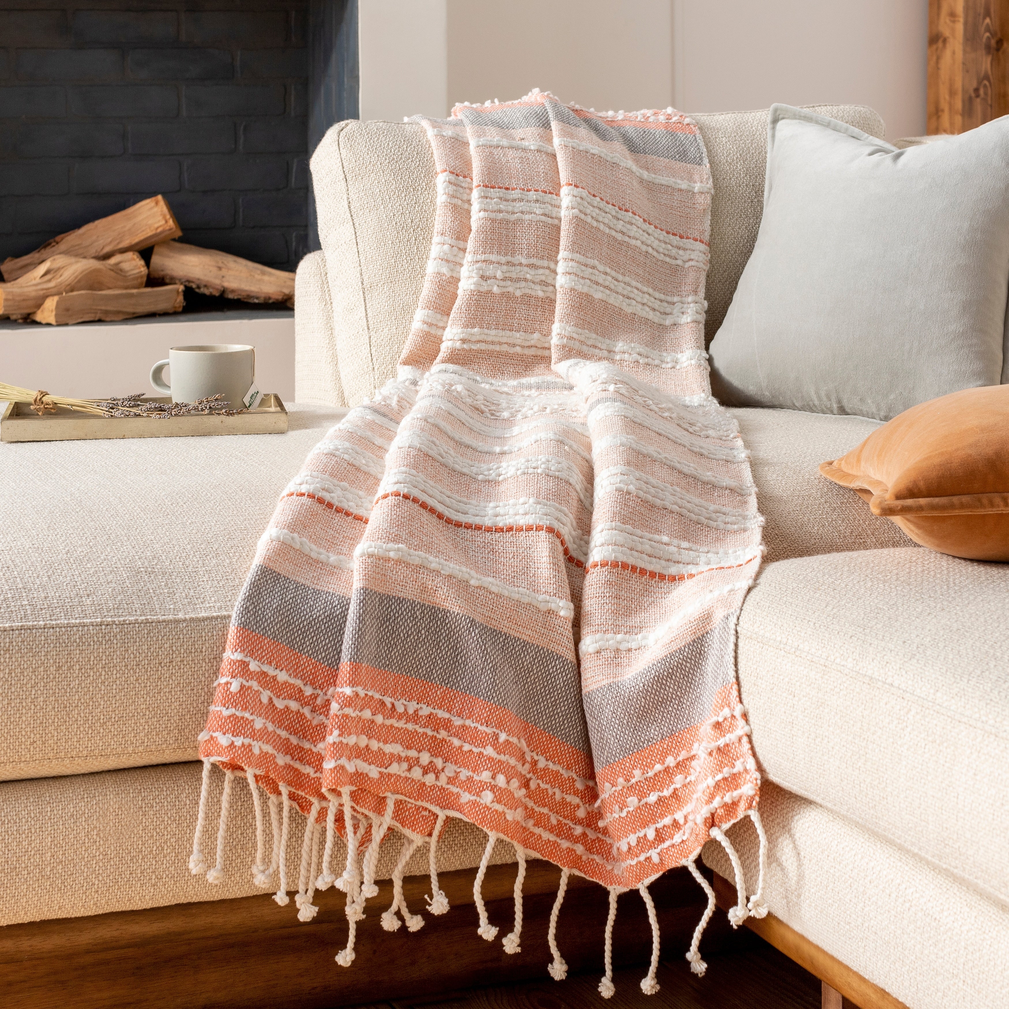 Livabliss Nita Coastal Hand-woven Blended Cotton Throw