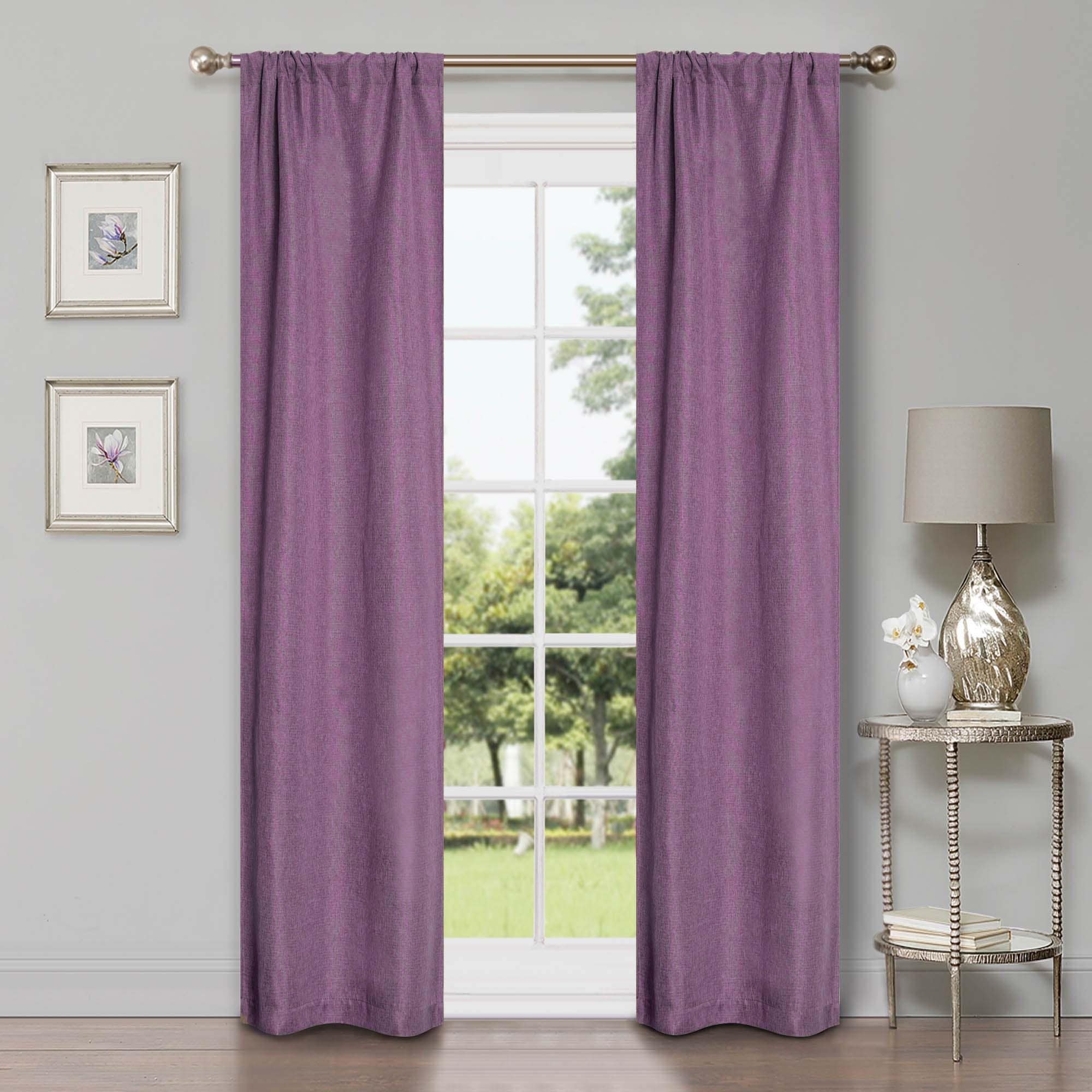 Superior Classic Linen Pattern Room Darkening Blackout Curtains, Rod Pocket or Grommets, Set of 2