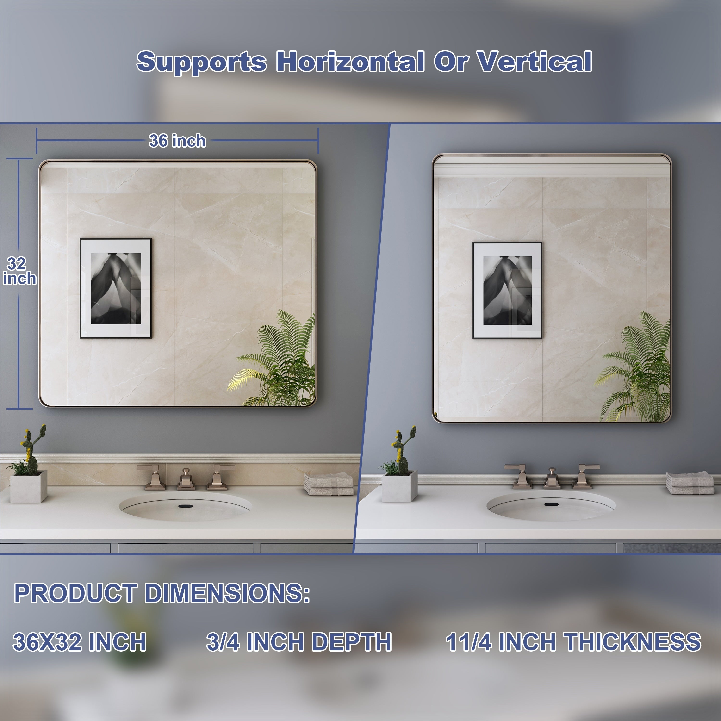 Framed Wall Mounted Bathroom Vanity Mirror