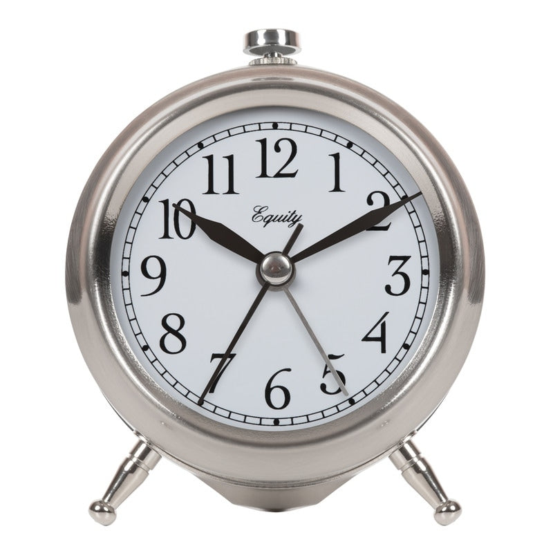 Equity by La Crosse Small Silver Metal Silent Analog Alarm Clock