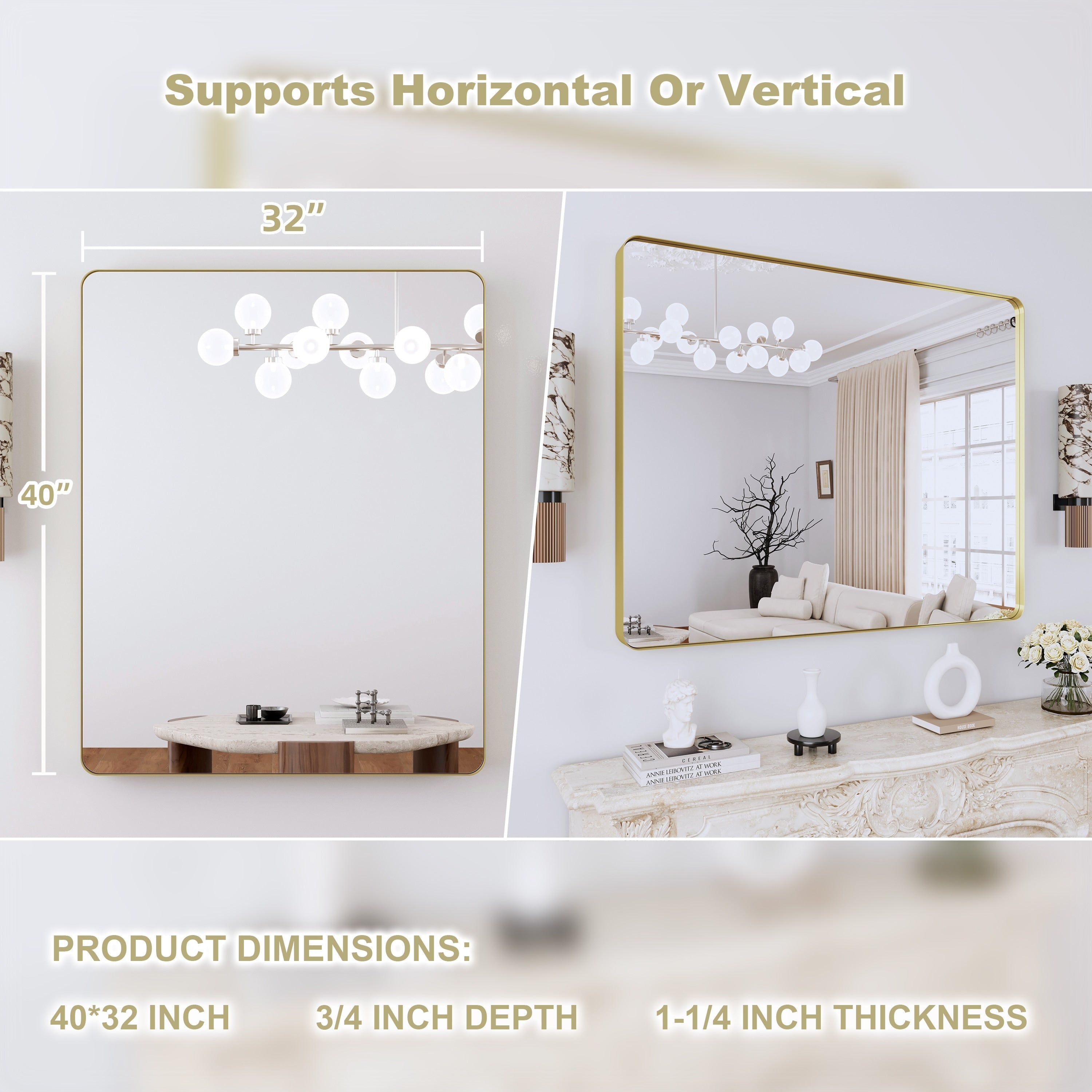 Framed Wall Mounted Bathroom Vanity Mirror