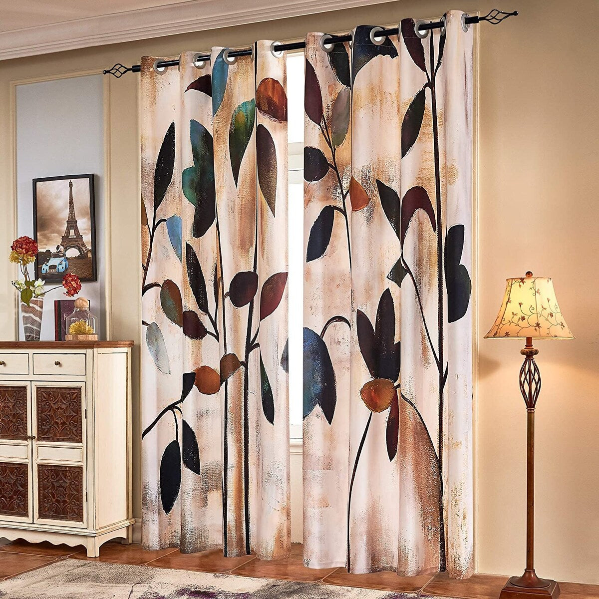 Subrtex Printed 2 Piece Panels Blackout Curtains Colorful Window Drapes