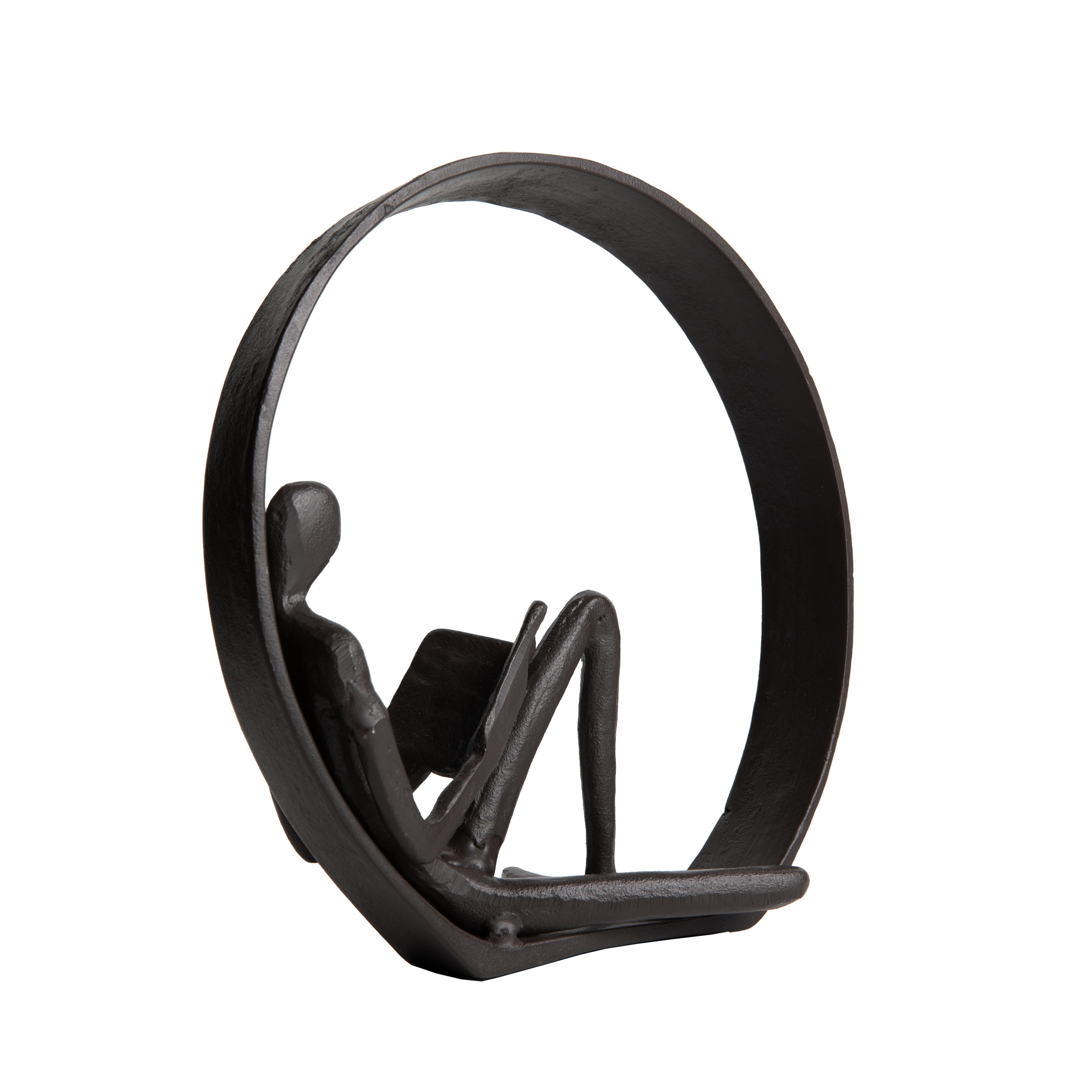 Danya B. Contemporary Encircled Reader Cast Iron Sculpture Statue - Male, Female, or Dual Bookend Options