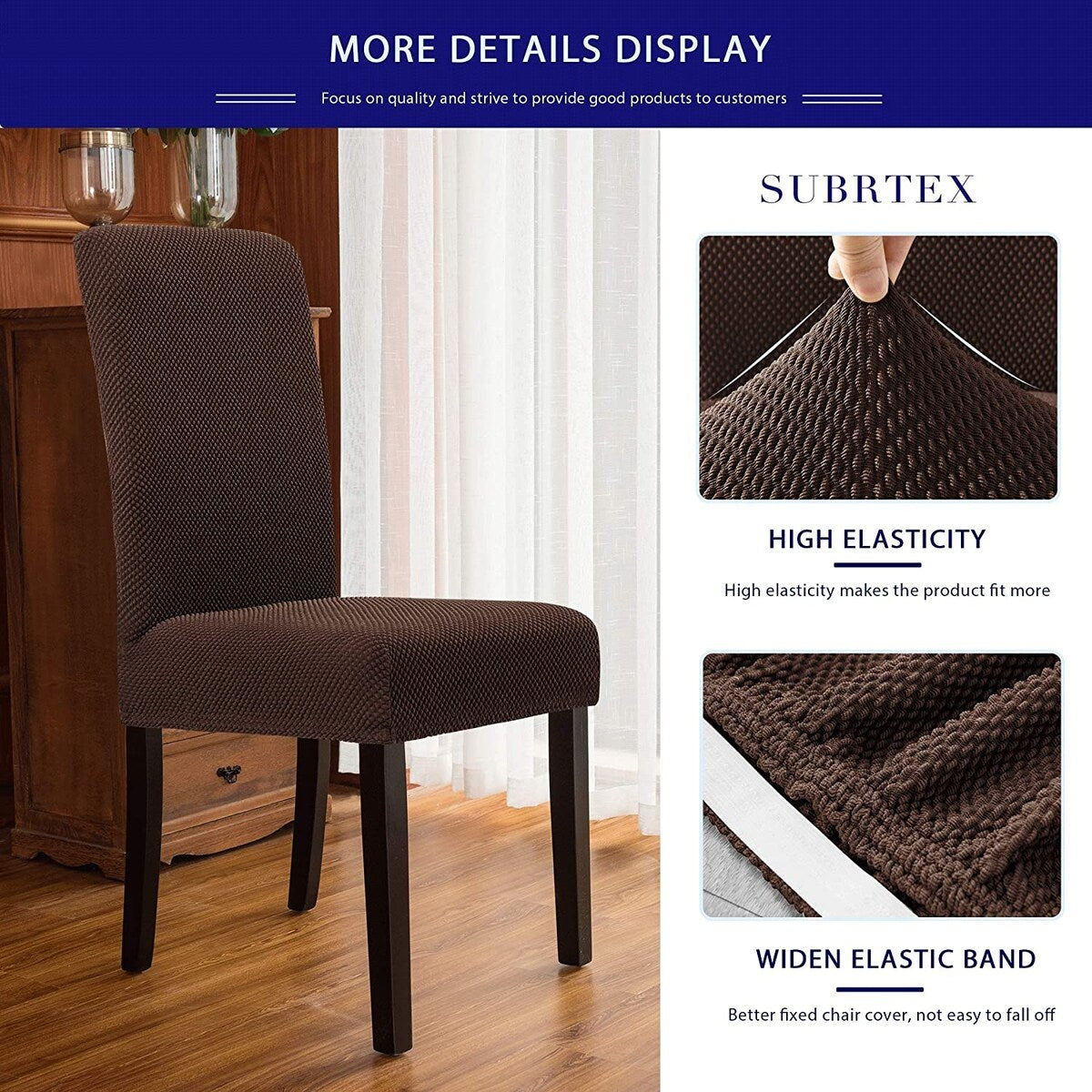 Subrtex 4 PCS Stretch Dining Chair Slipcover Textured Grain Cover