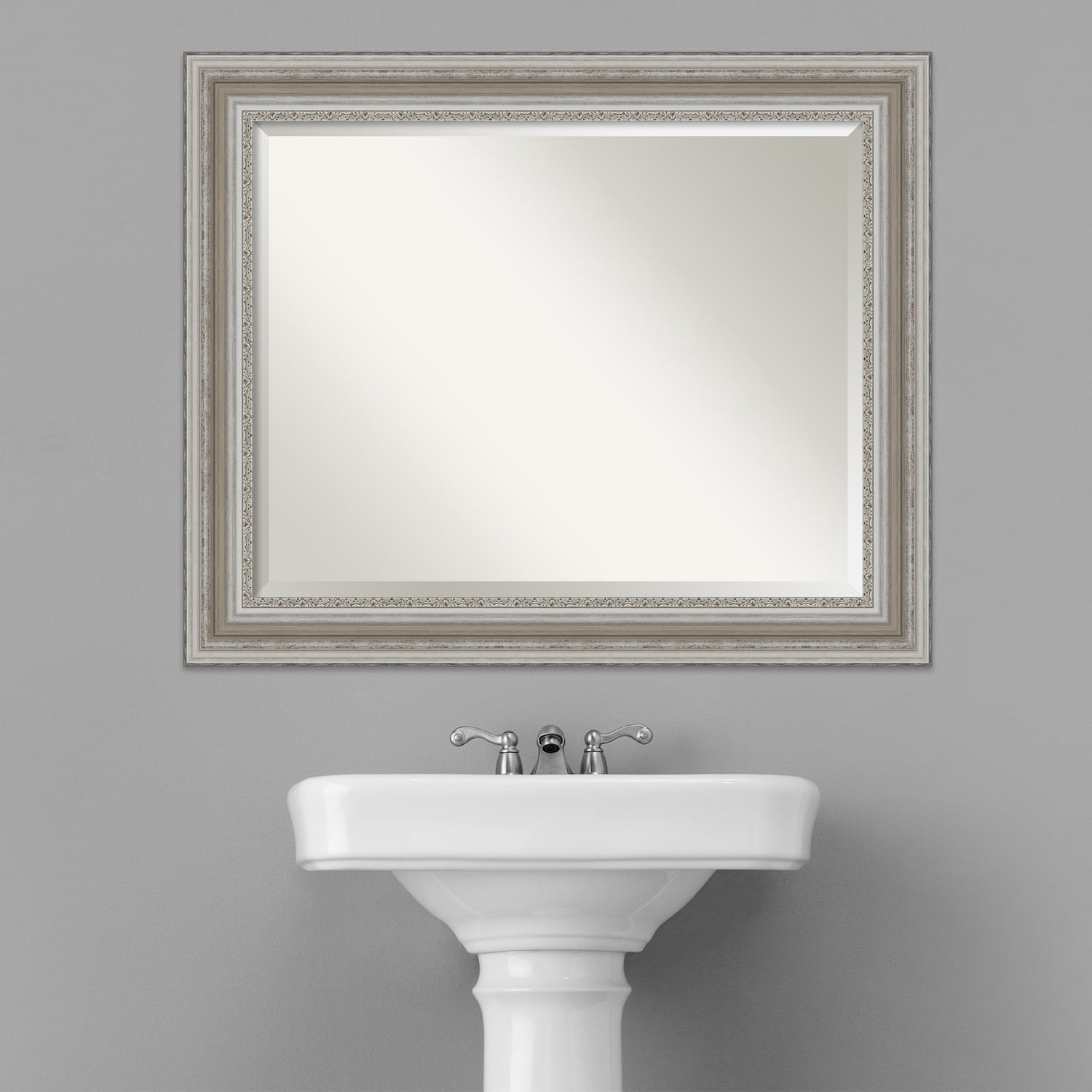 Beveled Bathroom Wall Mirror - Parlor Silver Frame