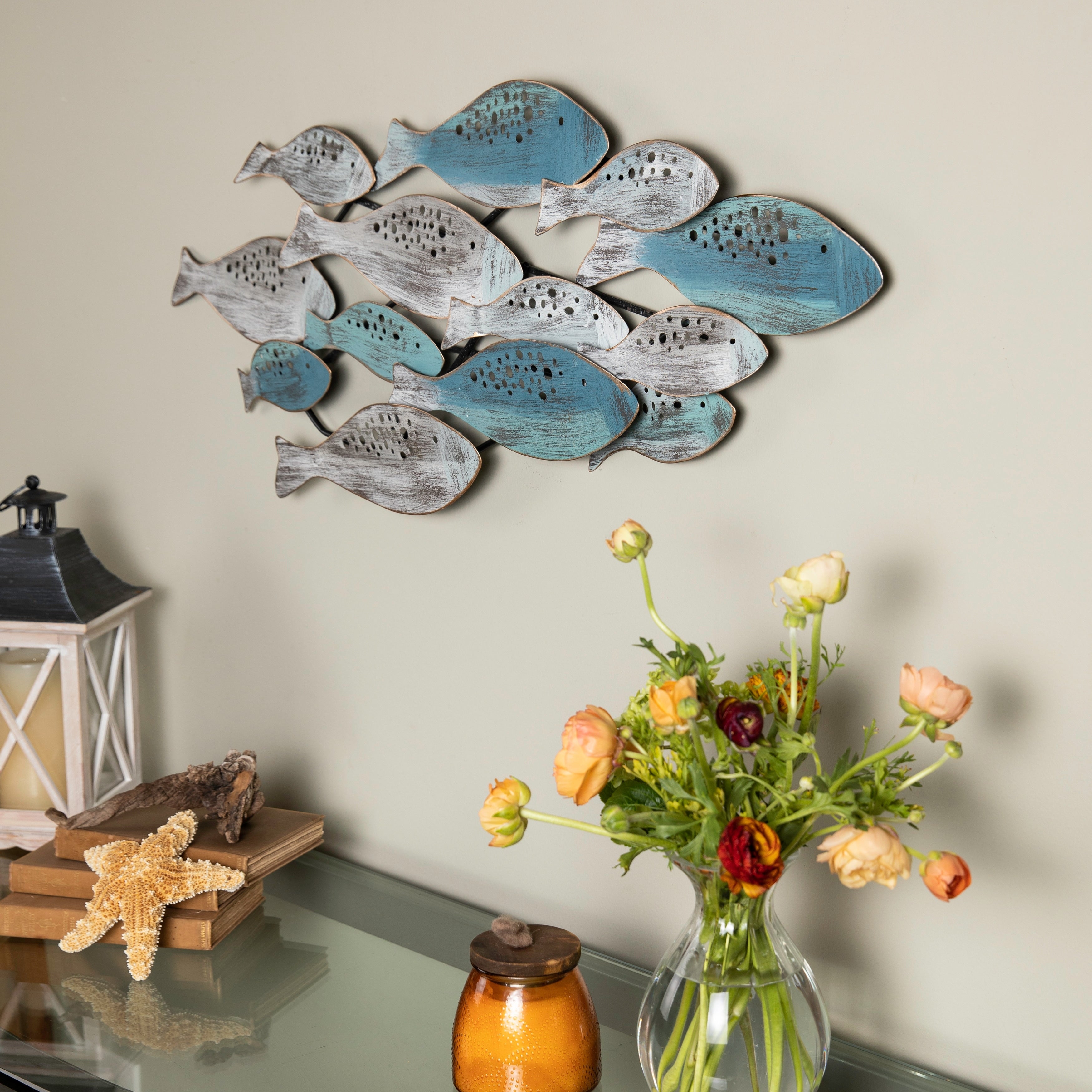 Danya B. School of Fish Modern Coastal Metal Wall Art